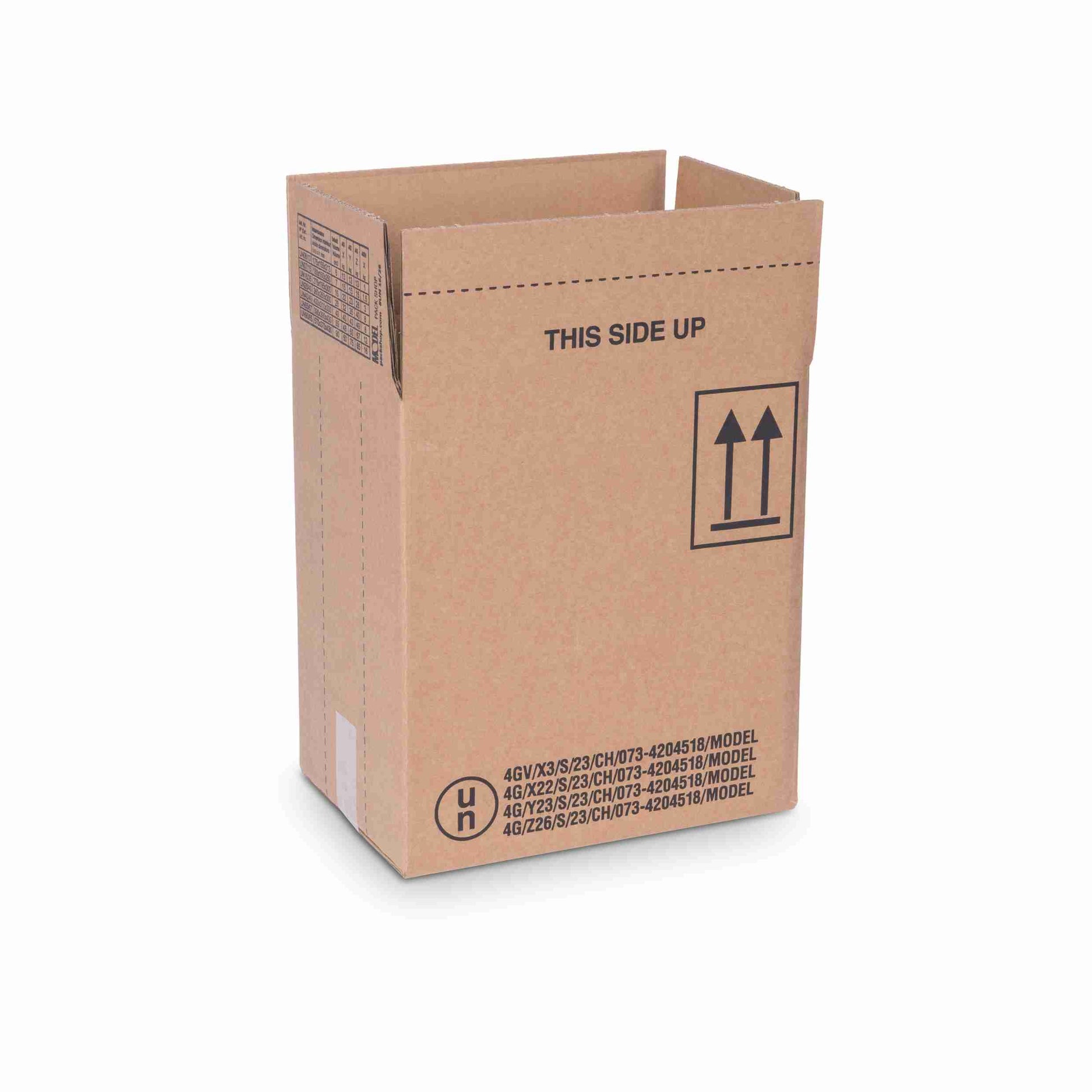 Model Gefahrgutbox UN16/26 – 275 × 195 × 300 mm, braun, Wellkarton, selbstklebend – 1 Stk., ab 20 Stk.