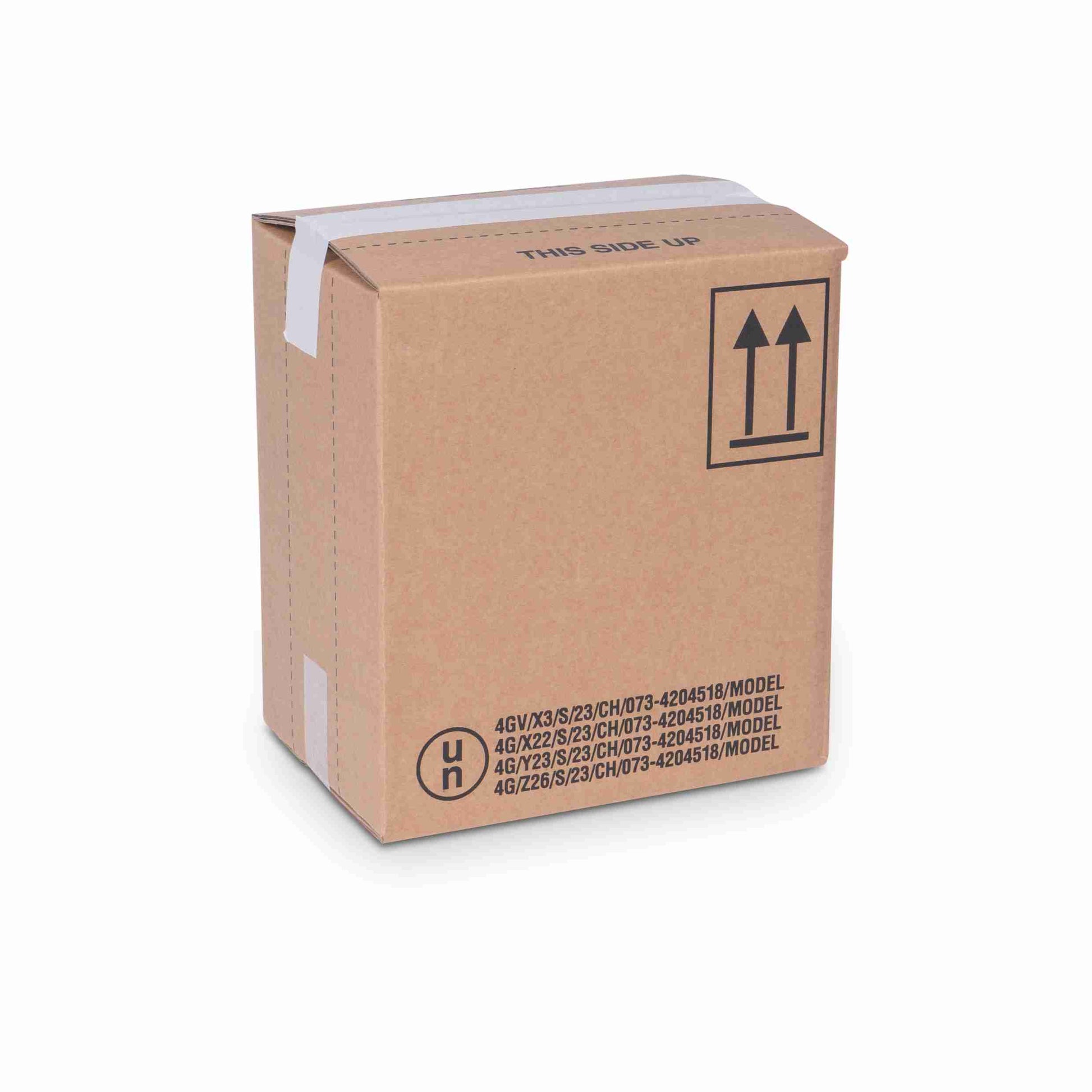 Model Gefahrgutbox UN16/26 – 275 × 195 × 300 mm, braun, Wellkarton, selbstklebend – 1 Palette (240 Stk.)