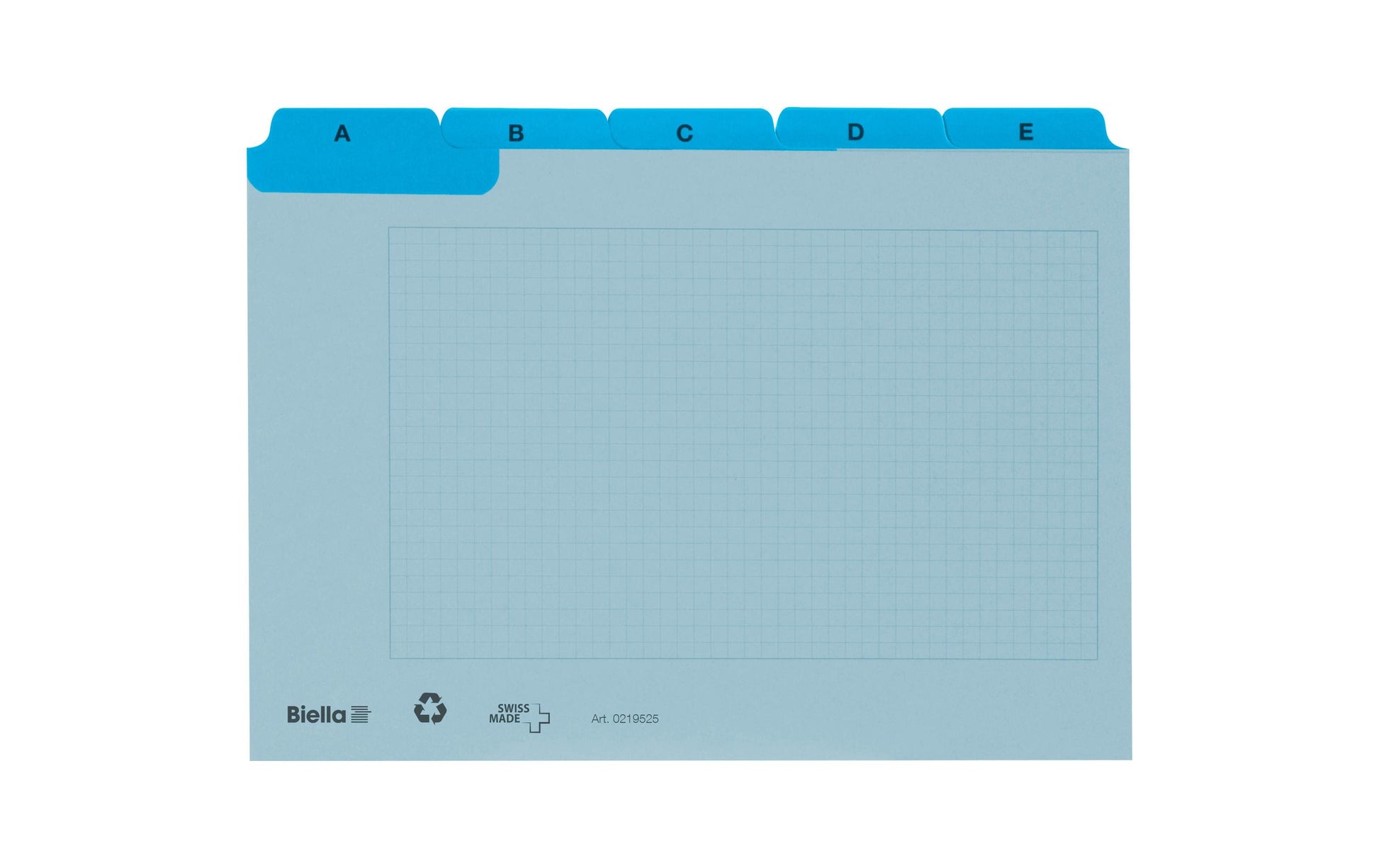 Biella Karteikarte A7 quer, kariert, mit Fahnen A-Z, blau, 450 g/m², Karteikarton – 25 Stück