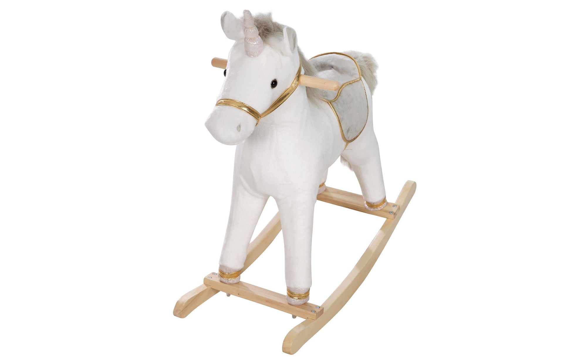roba 460120 Schaukelspielzeug Einhorn – 31 × 63 × 73 cm – ab 2 Jahren – Sperrholz, Polyester – grau/weiss/gold