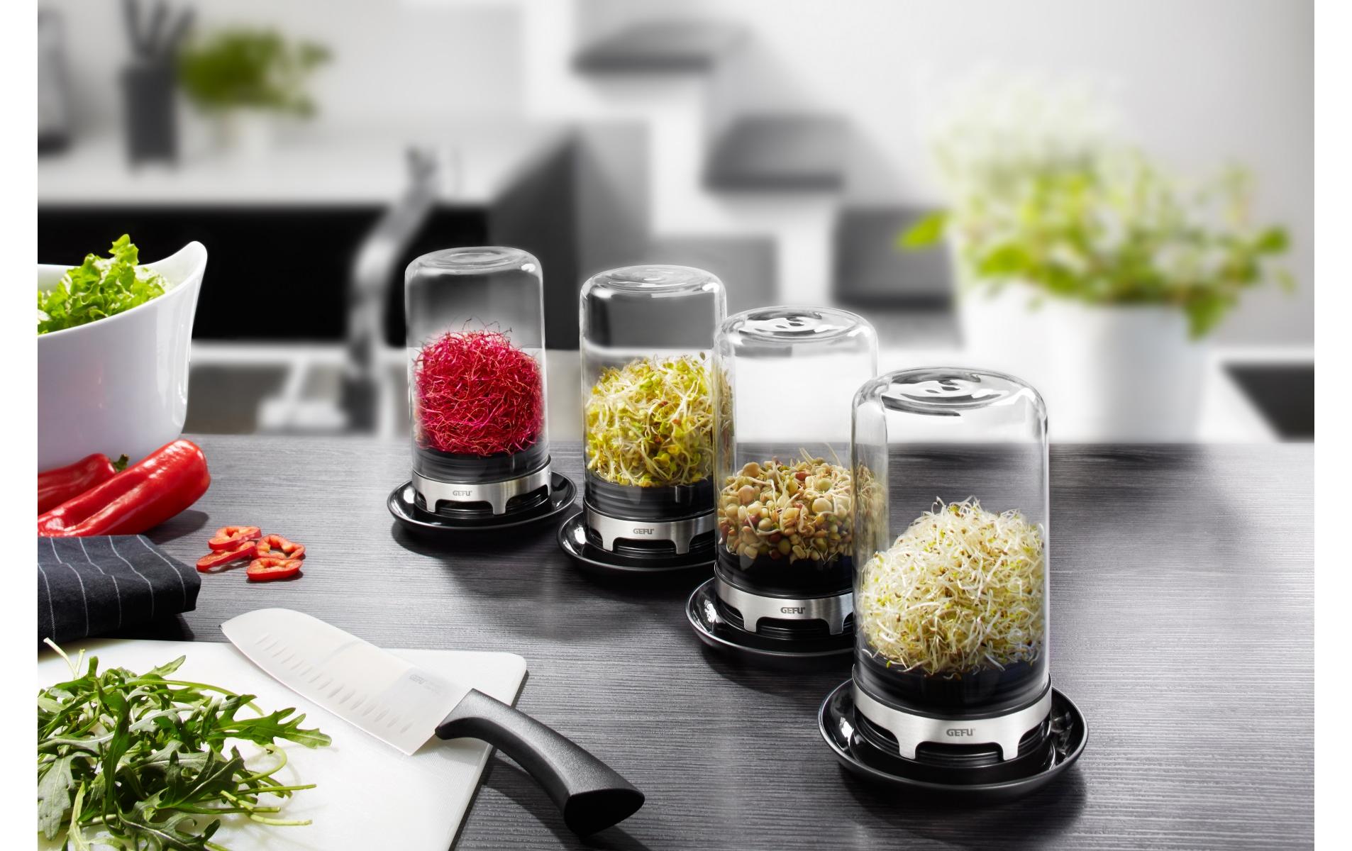 GEFU BIVITA – Sprossenglas 750 ml, Ø 13 × 18,8 cm, Glas (Borosilikat), Schwarz