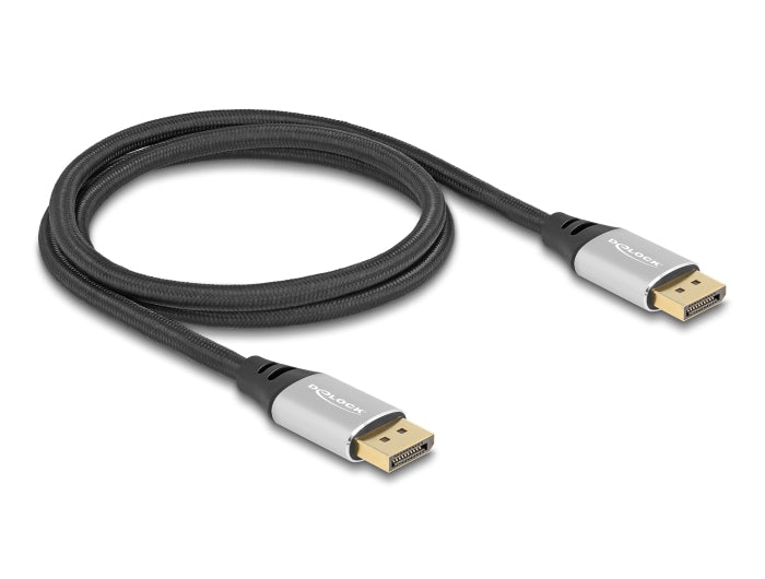 DeLOCK DisplayPort Kabel DP 2.1 8K 60 Hz – 1 m – Schwarz/Silber