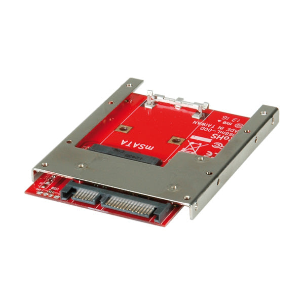 ROLINE Adapter mSATA zu SATA 2,5" – bis 6 Gbit/s, mSATA 16-polig zu SATA 22-polig, intern, Rot