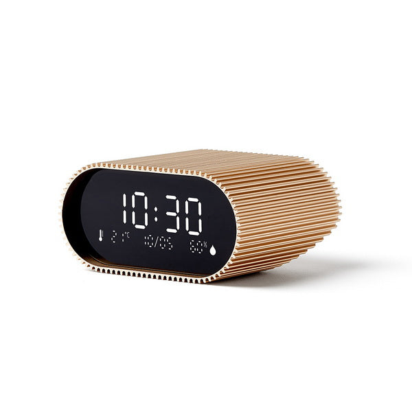 LEXON Wecker Ray Clock – digital – 9,0 × 7,4 × 4,4 cm, gold, Aluminium, Schlummerfunktion, Thermometer