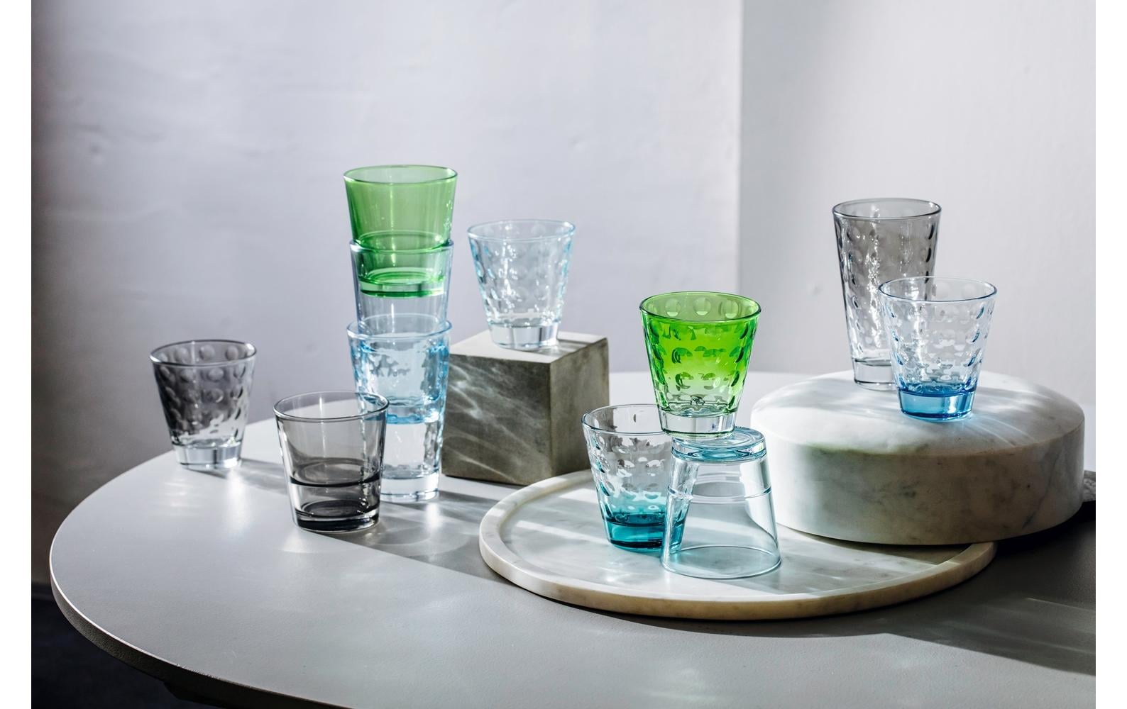 LEONARDO Trinkglas Optic – 6er Set, 300 ml, Ø 8,0 cm, H 13,0 cm, Kalk-Natron-Glas, Mehrfarbig, spülmaschinenfest