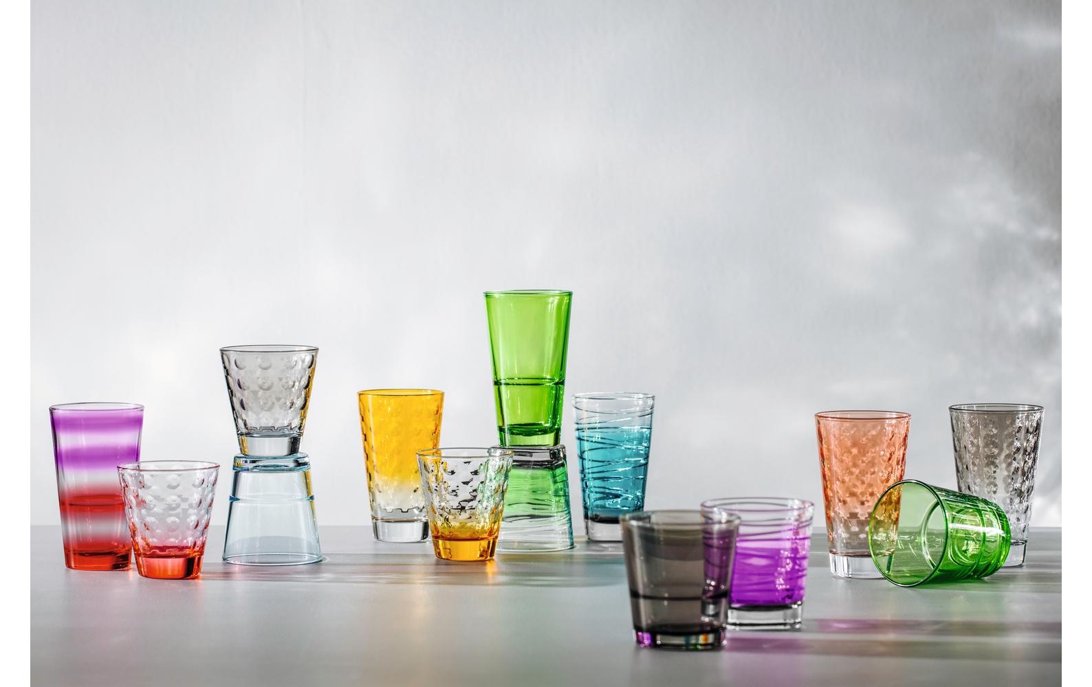 Leonardo Trinkglas – 6er Set, 215 ml, Ø 8,5 cm, Kalk-Natron-Glas, Mehrfarbig, spülmaschinenfest