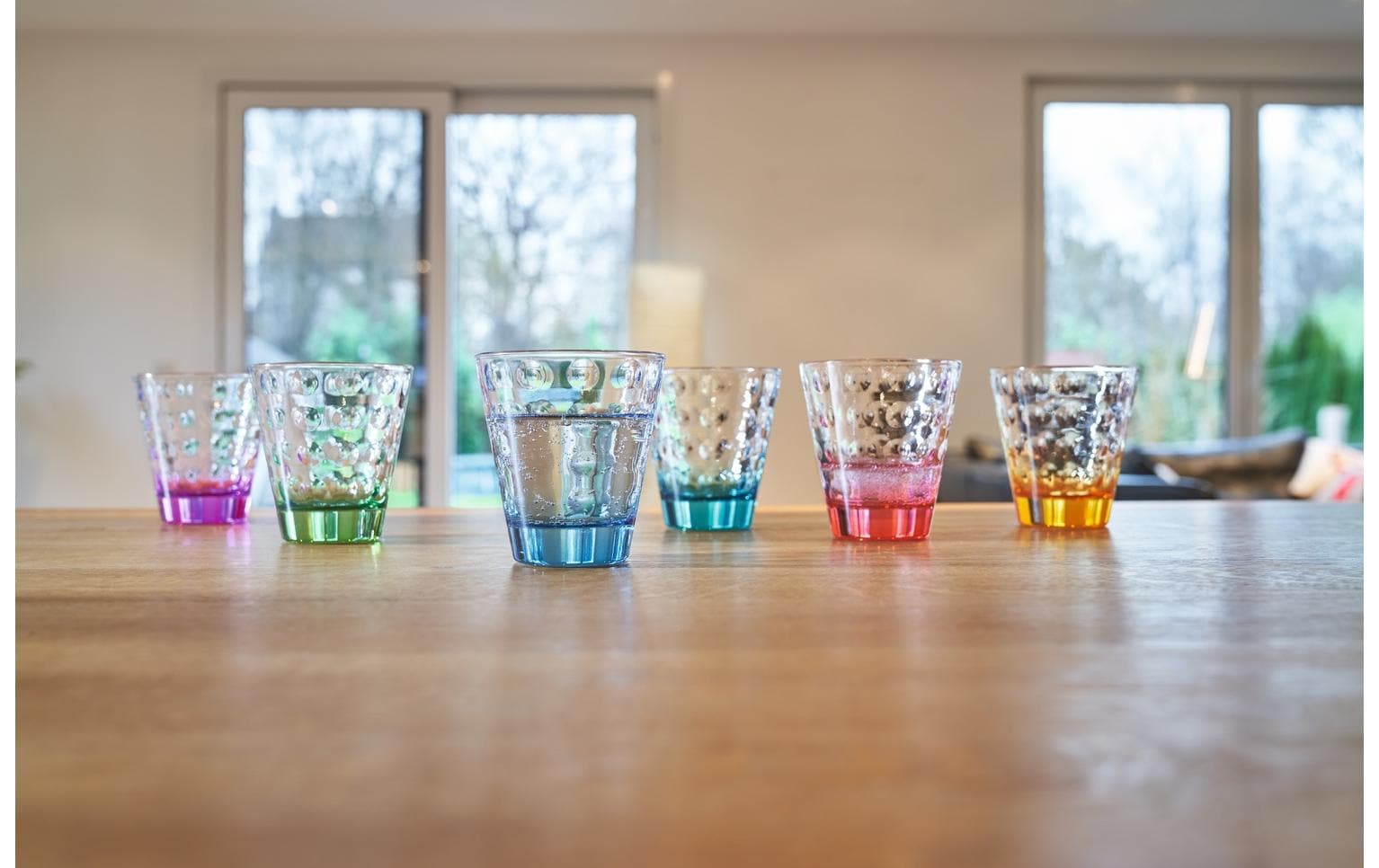 LEONARDO Optic Trinkglas – 0,30 l, Glas, Mehrfarbig, Spülmaschinenfest, 6 Stück