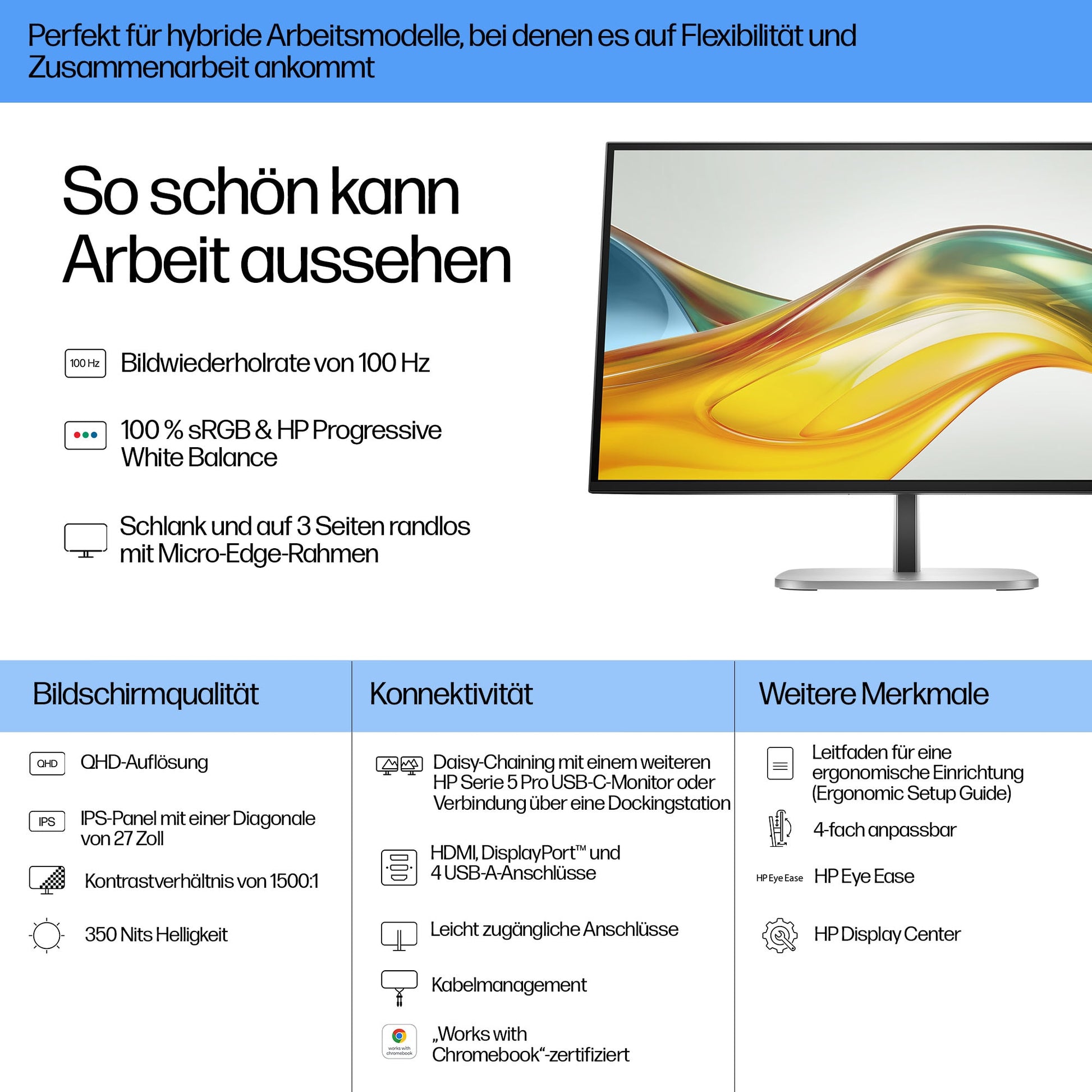 HP Serie 5 Pro 27 (527pq) – Monitor, 27" WQHD (2560 × 1440)