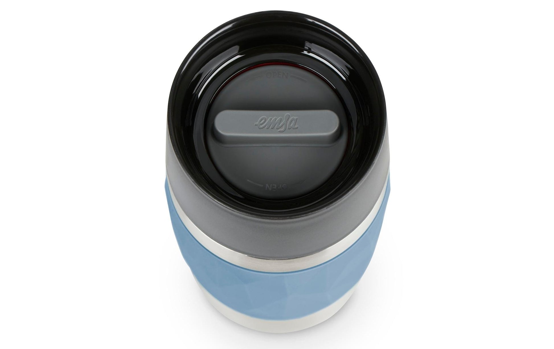 EMSA Thermobecher Travel Mug Compact – 3 dl – Edelstahl, isoliert, auslaufsicher – Blau