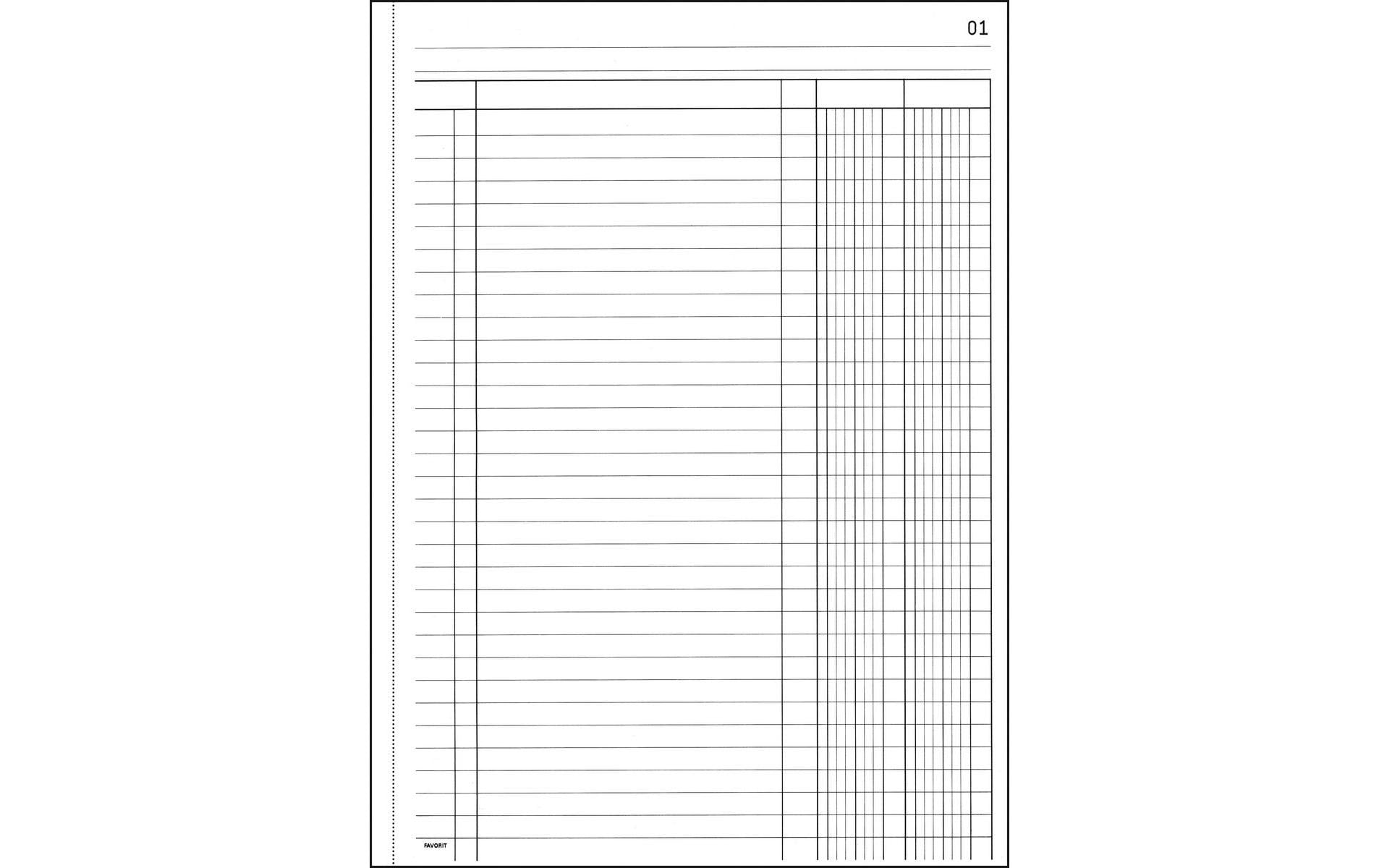 Favorit Formularblock – Kolonnen, mehrsprachig, 50 Blatt, A4