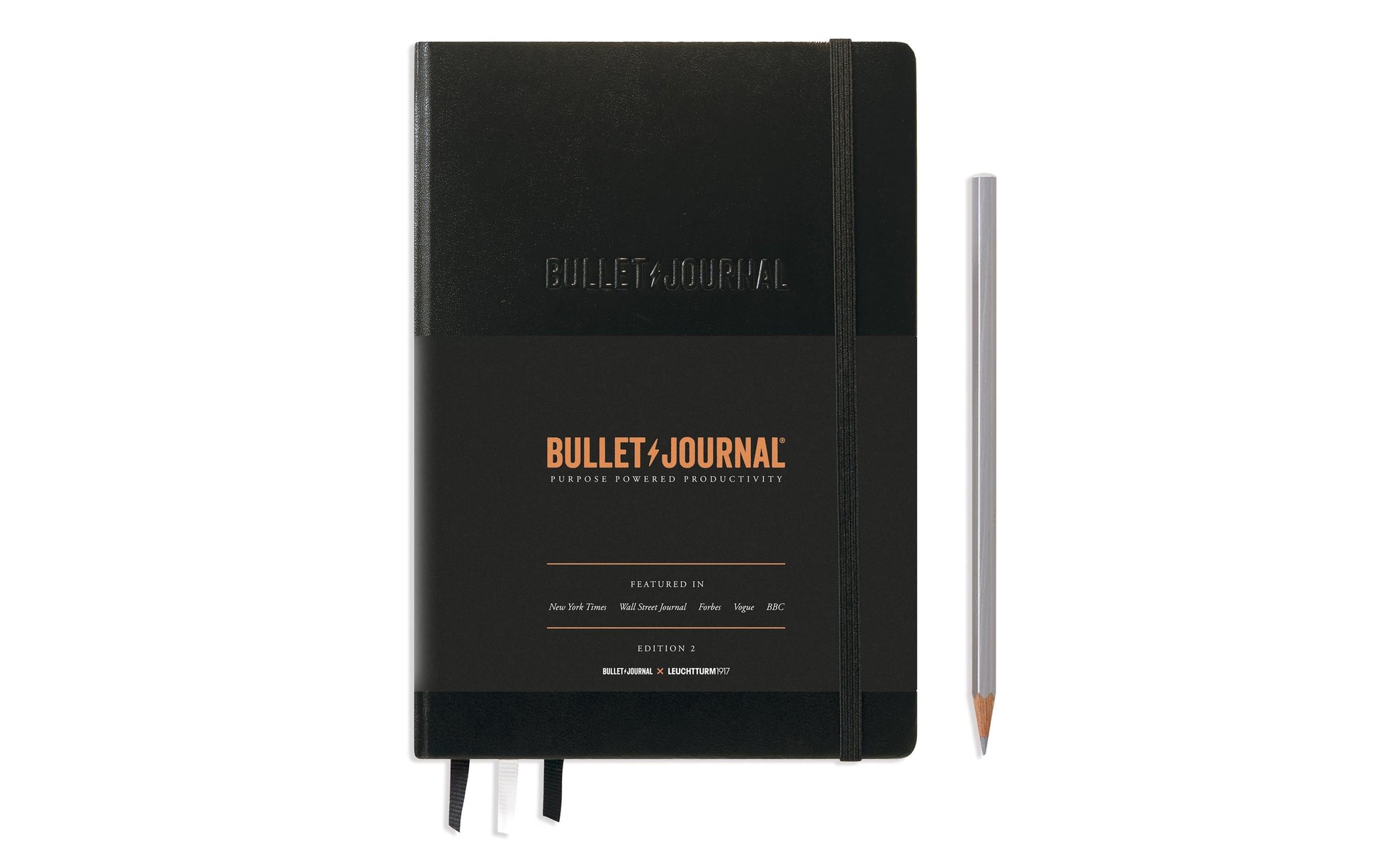 Leuchtturm Bullet Journal – A5 – 206 Seiten – 120 g/m² – Hardcover, Gummiband, Einstecktasche, Schwarz