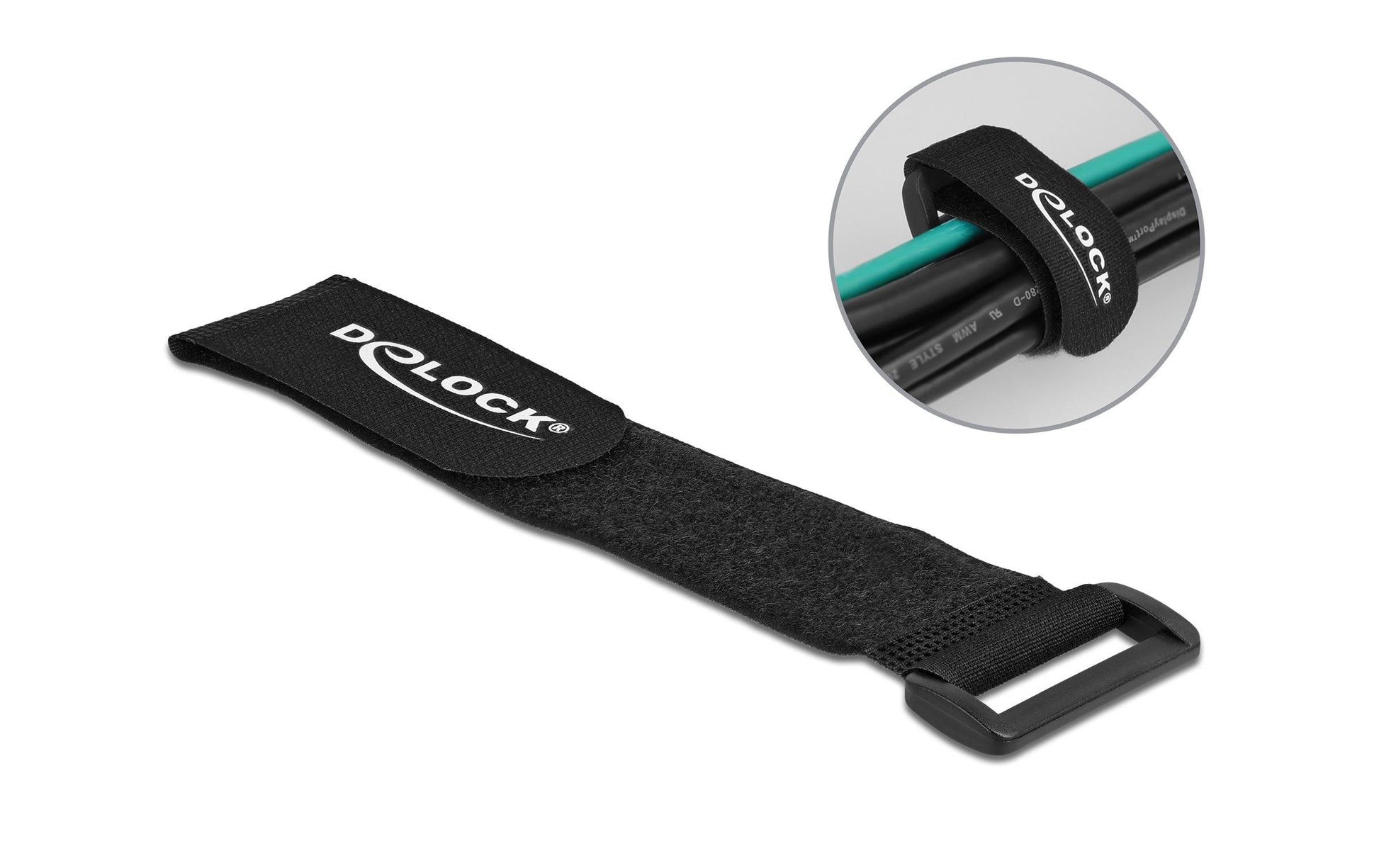 DeLOCK Klettkabelbinder, 38 mm × 0,28 m, Schwarz, 3 Stück