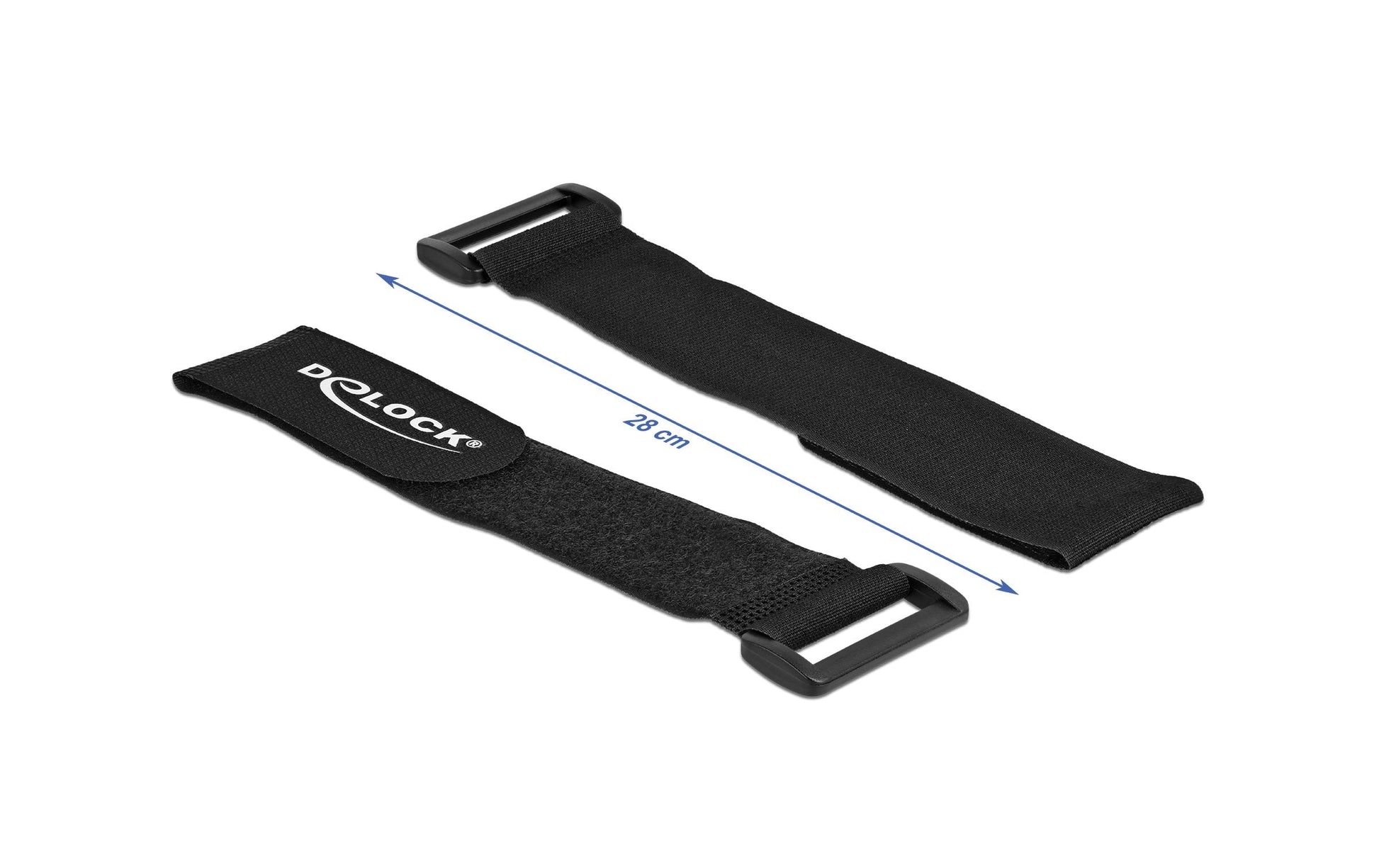 DeLOCK Klettkabelbinder, 38 mm × 0,28 m, Schwarz, 3 Stück