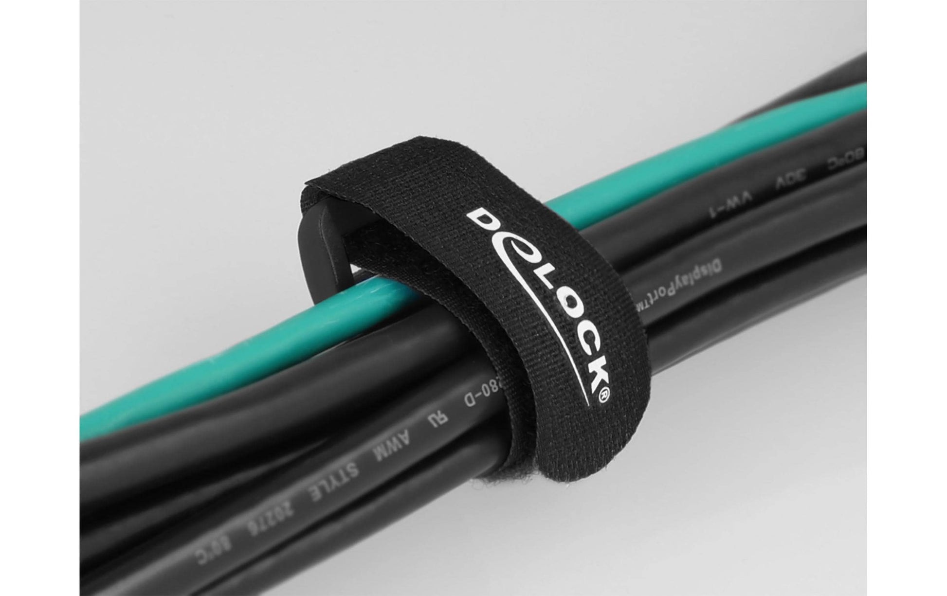 DeLOCK Klettkabelbinder, 38 mm × 0,28 m, Schwarz, 3 Stück
