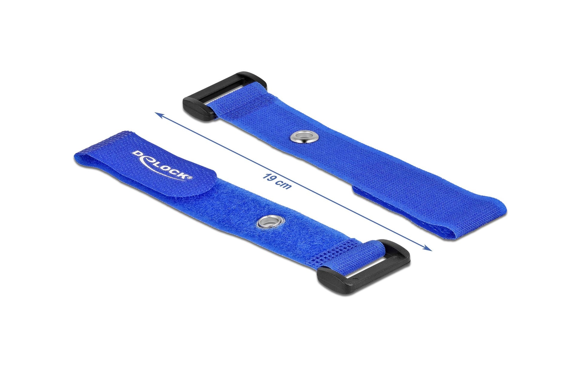 DeLOCK Klettkabelbinder 190×25 mm, 5er-Pack – Blau