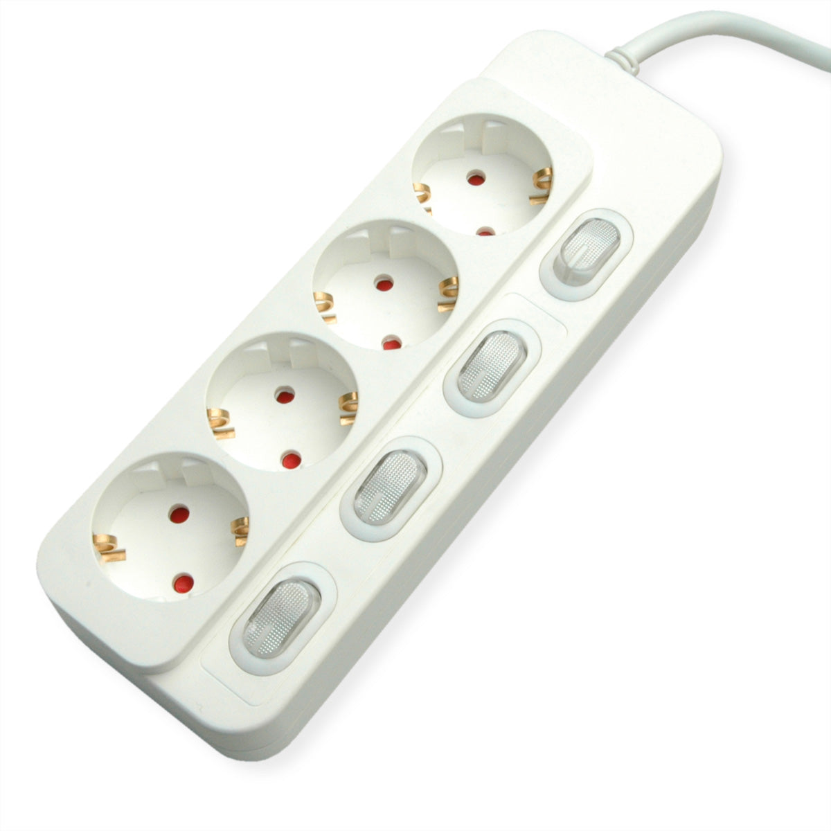 VALUE Steckdosenleiste – 4× Schuko (Typ E/F), 3 m, mit Schalter, Weiss