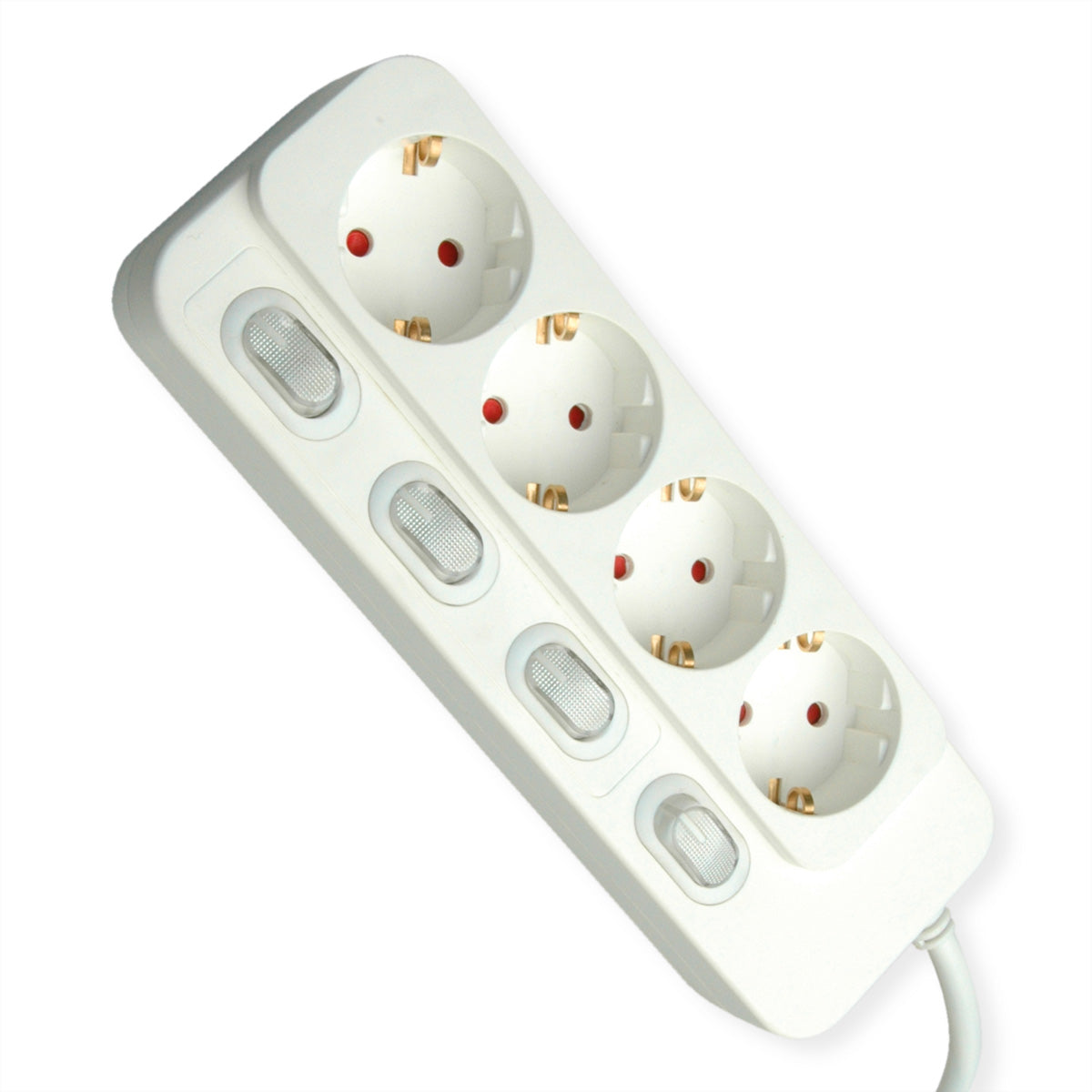 VALUE Tischsteckdosenleiste, 4× Schuko (Typ F), mit Einzelschaltern, 1,5 m, Stecker Schutzkontakt (Typ E/F)