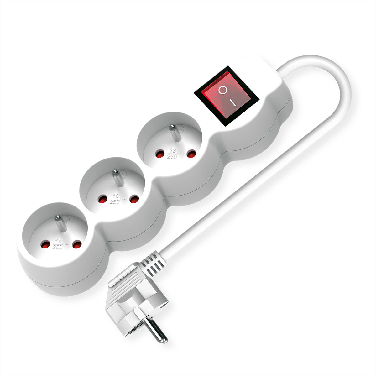 VALUE Steckdosenleiste – 3×UTE (Typ E), 3 m, Schalter (beleuchtet)