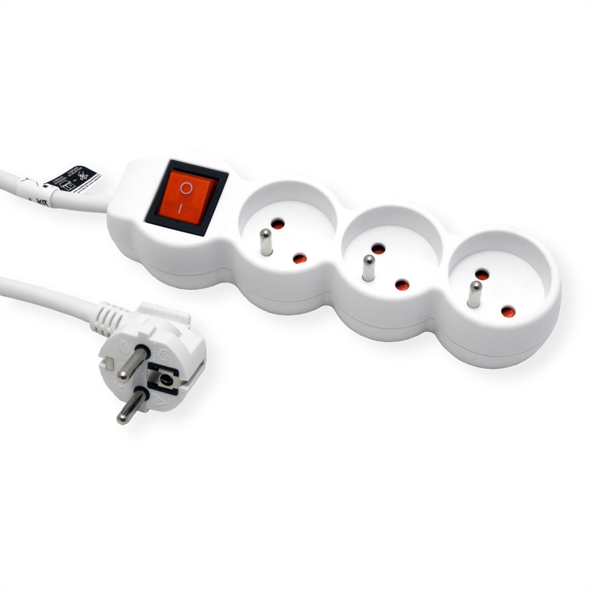 VALUE Steckdosenleiste – 3×UTE (Typ E), 3 m, Schalter (beleuchtet)