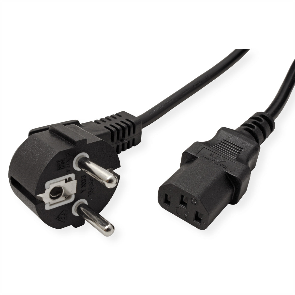 VALUE Netzkabel – Schuko (CEE 7/7)–IEC C13, 1,8 m, 250 V/10 A, schwarz