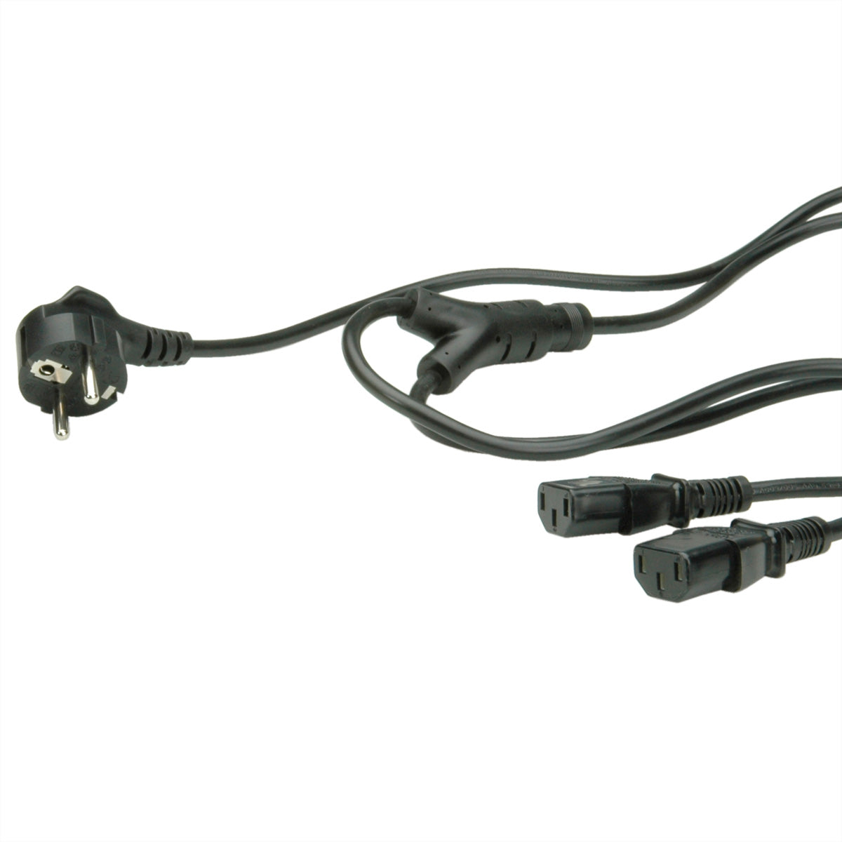 VALUE Netzkabel – Schuko (CEE 7/7) – 2× IEC C13, 2 m, 250 V/10 A, schwarz
