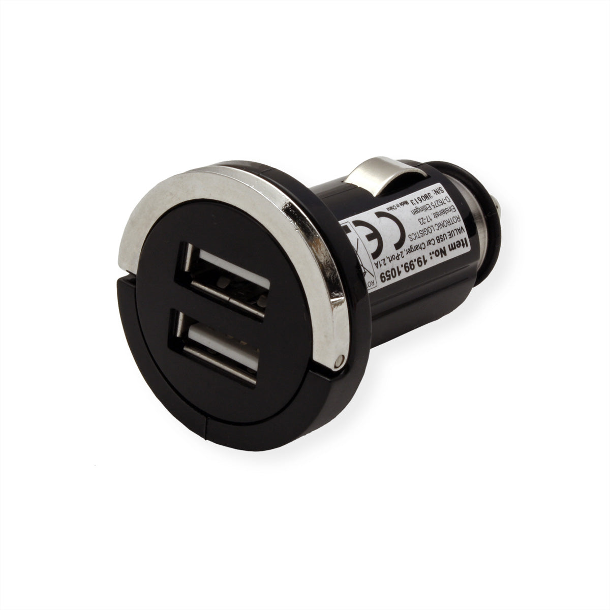VALUE Auto-Ladegerät 10 W – USB-A×2 – Eingang KFZ-Zigarettenanzünderbuchse, schwarz