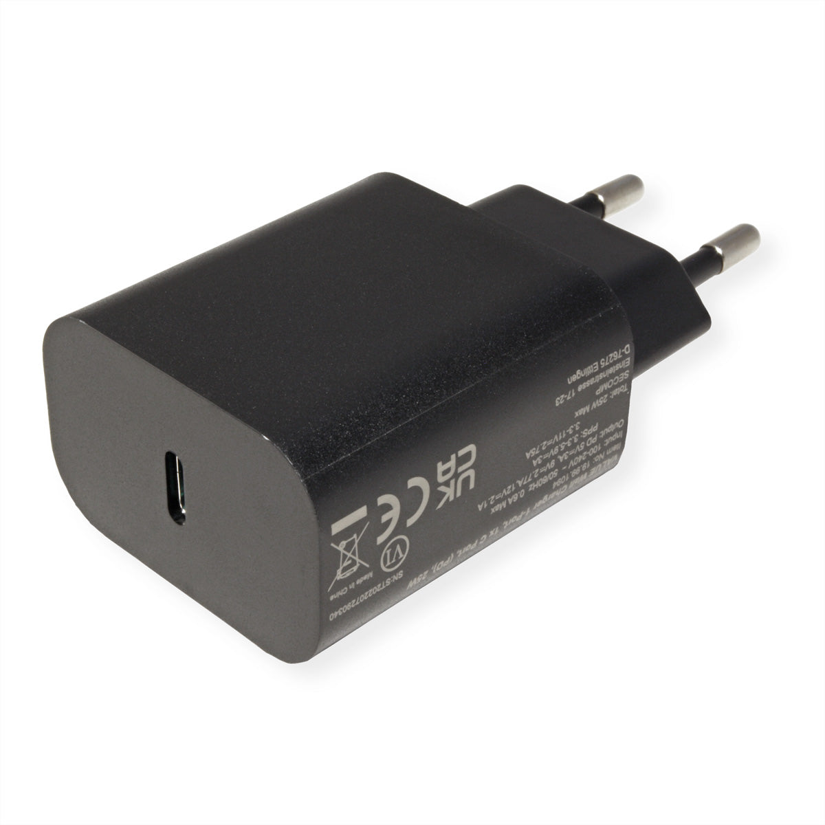 VALUE USB-Ladegerät 25 W – USB-C×1 – PD – EU-Stecker (Typ C)