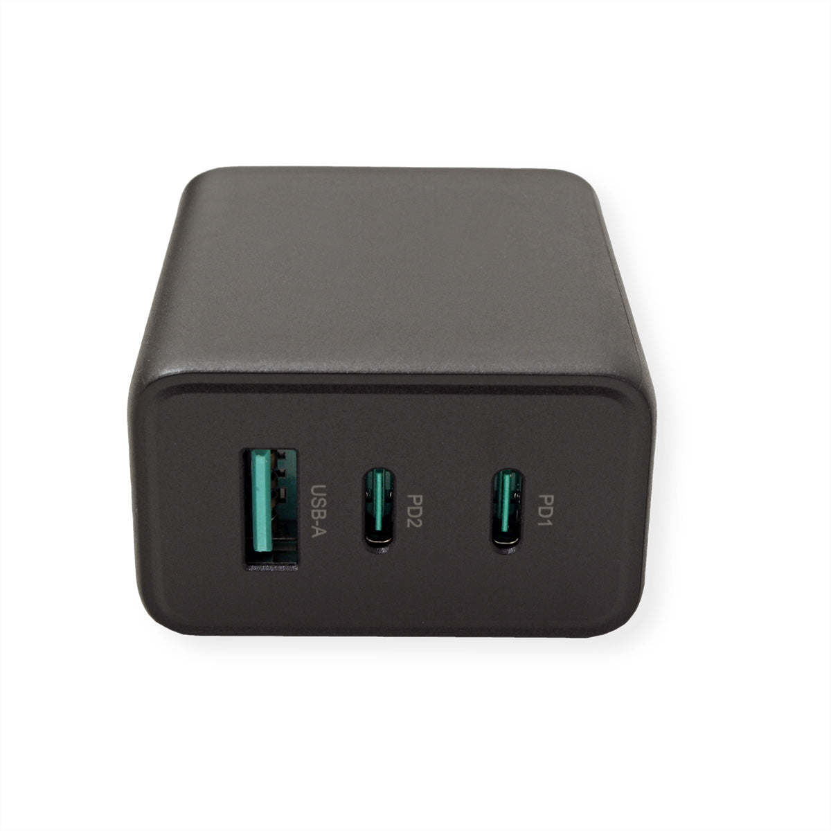 VALUE USB-Wandladegerät 65 W – USB-C×2, USB-A×1 – PD, GaN – EU-Stecker (Typ C) – Schwarz