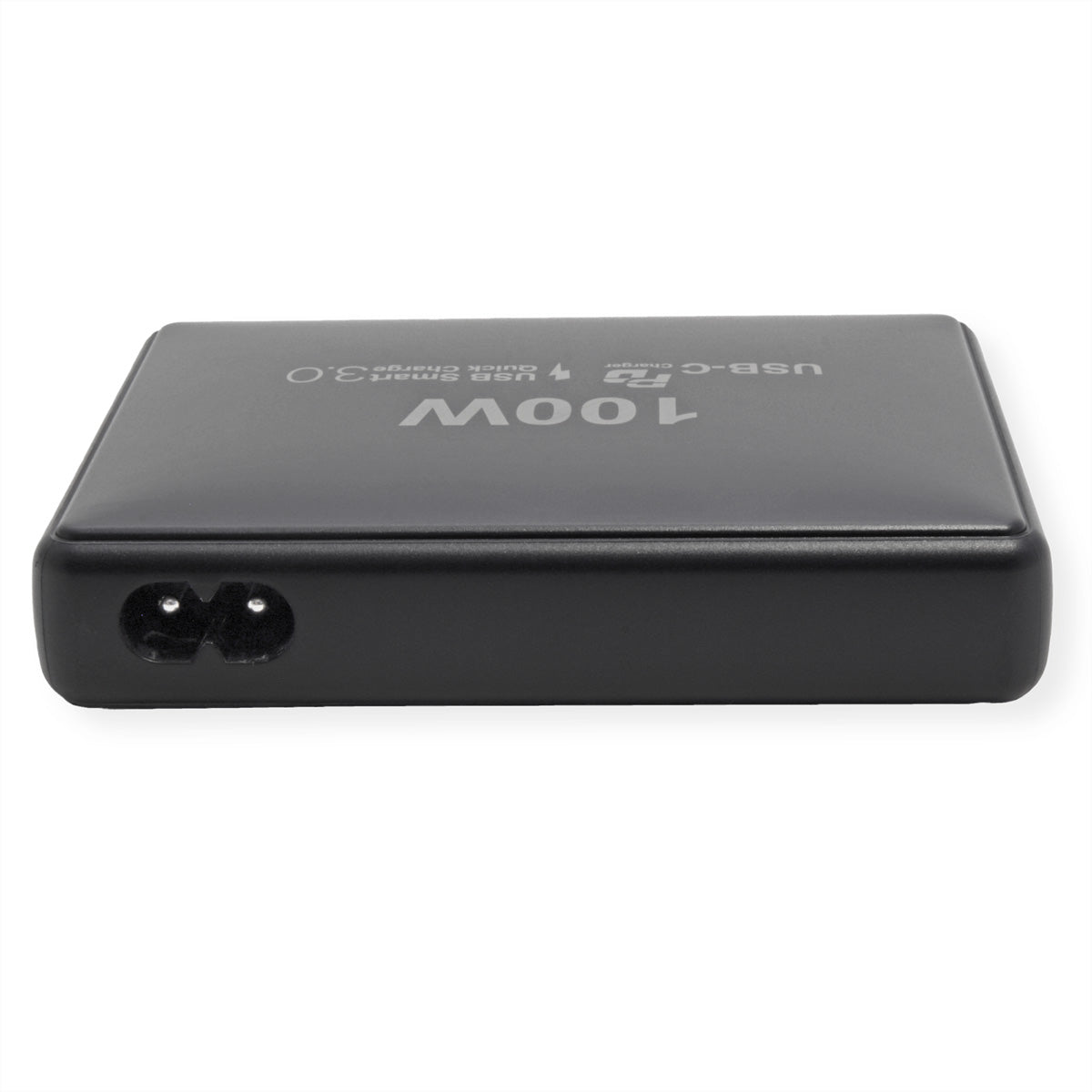 VALUE USB-Desktop-Ladegerät 100 W – USB-C×3, USB-A×1 – PD, GaN – EU-Stecker (Typ C), 1,2 m Kabel, Schwarz