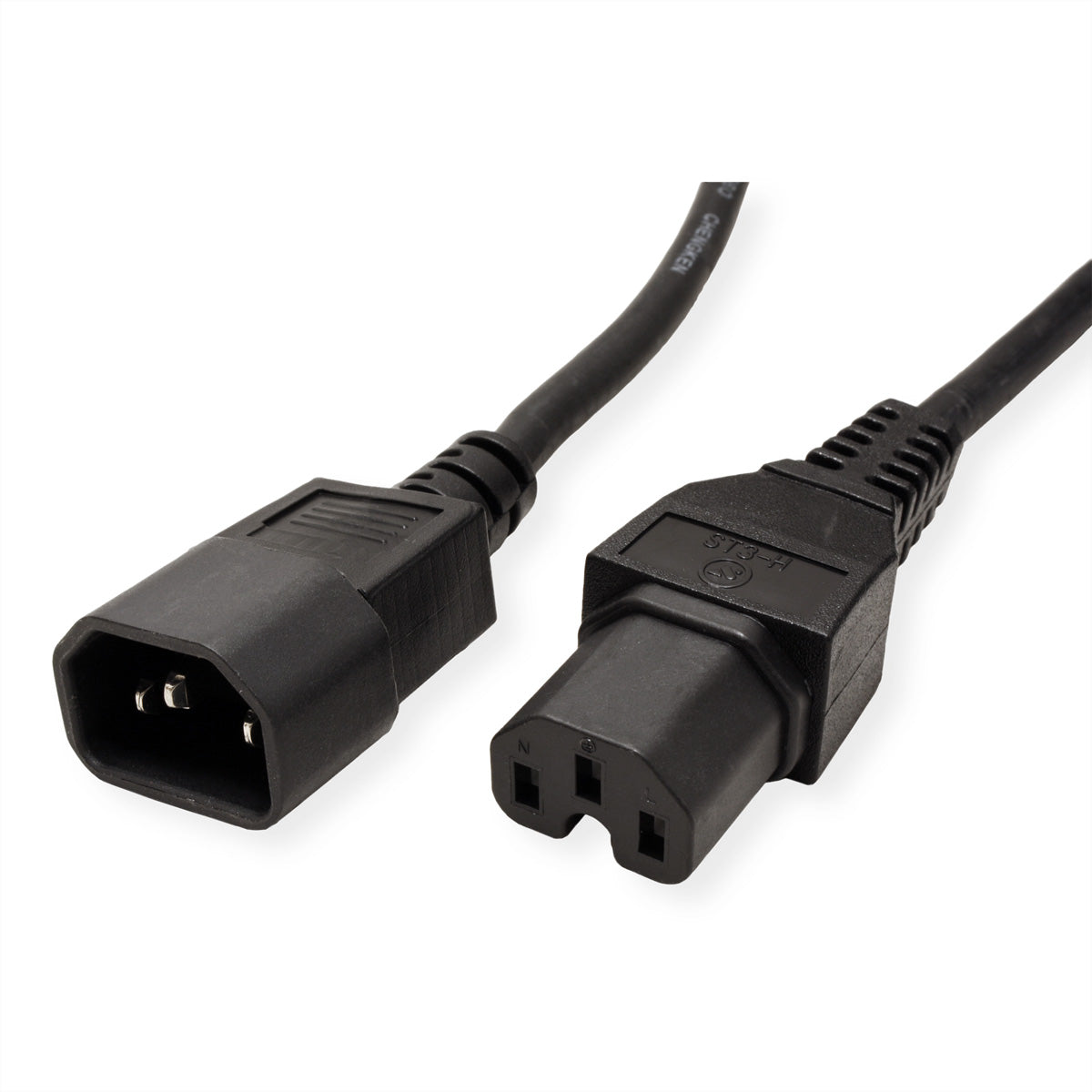 VALUE Netzkabel – IEC C14 zu IEC C15, 3 m, 250 V/10 A, schwarz