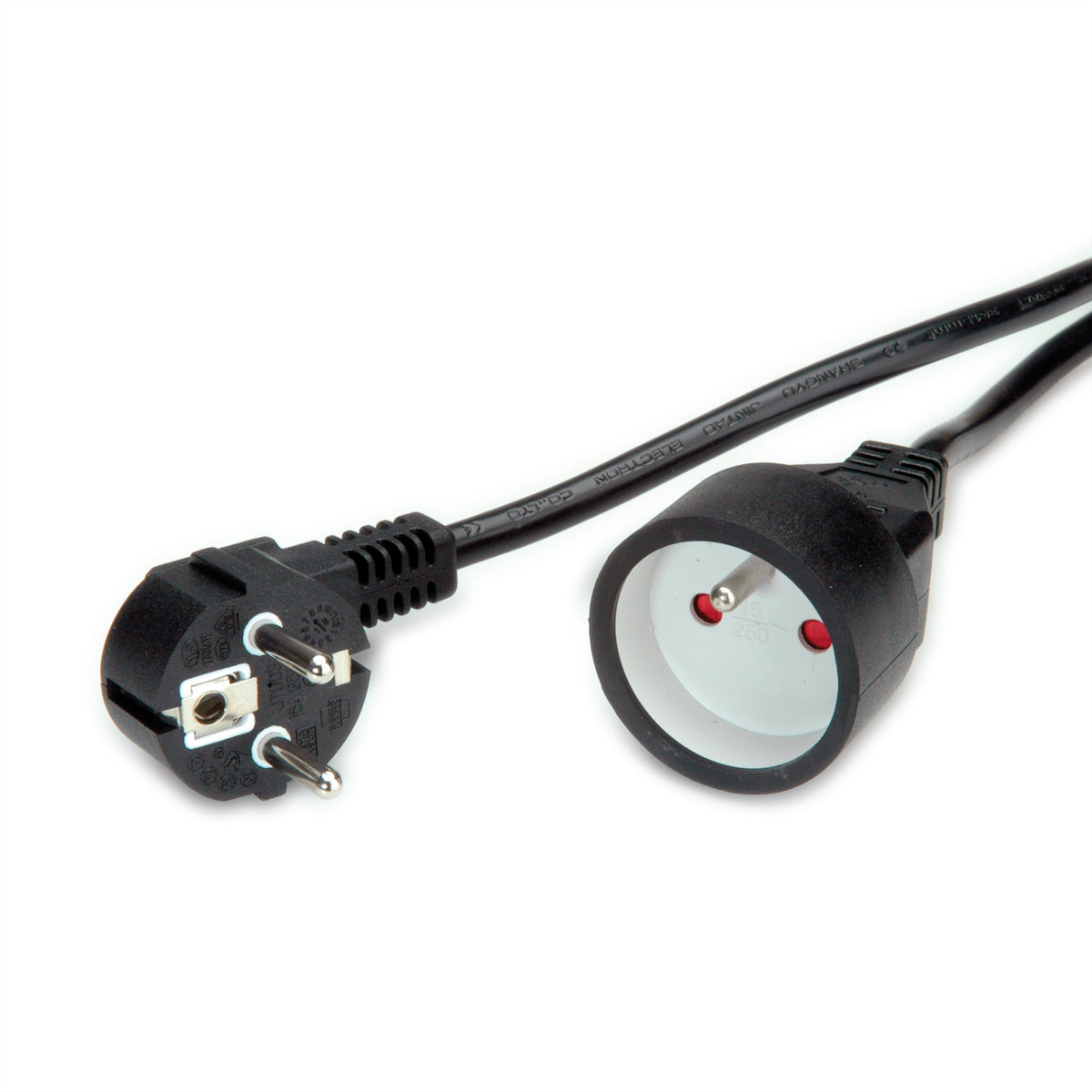 VALUE Verlängerungskabel – Schuko (CEE 7/7) – UTE (CEE 7/5), 3 m, 3×1,5 mm², Schwarz