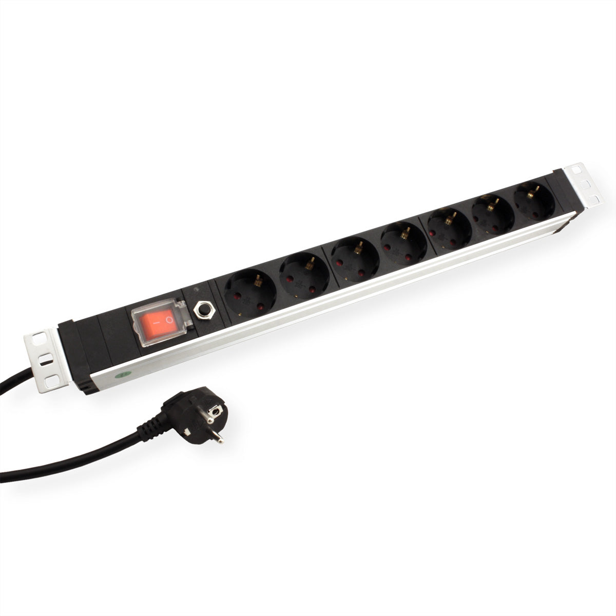 VALUE 19" Steckdosenleiste, 7× Schuko (Typ F), mit Schalter, 1U, 3 m, Stecker CEE 7/7