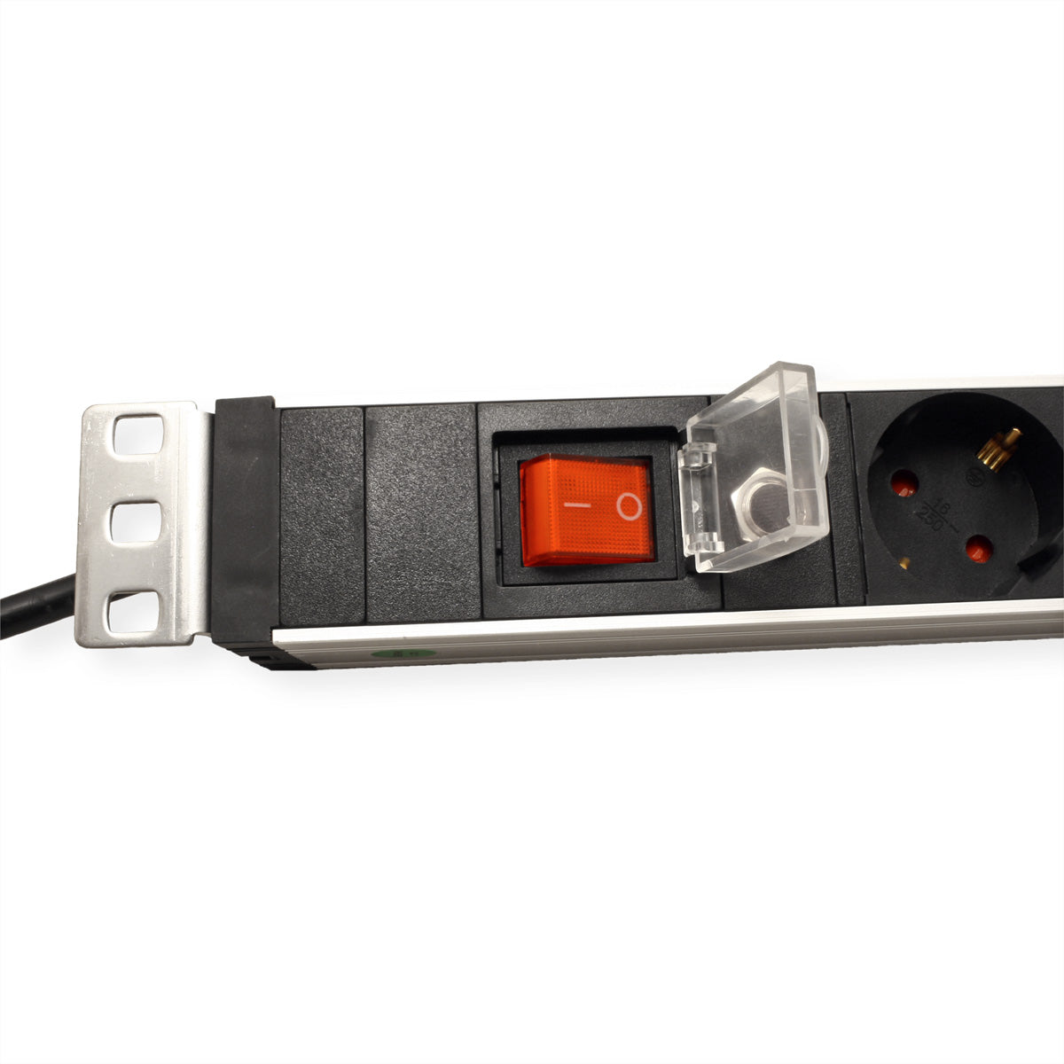 VALUE 19" Steckdosenleiste, 7× Schuko (Typ F), mit Schalter, 1U, 3 m, Stecker CEE 7/7