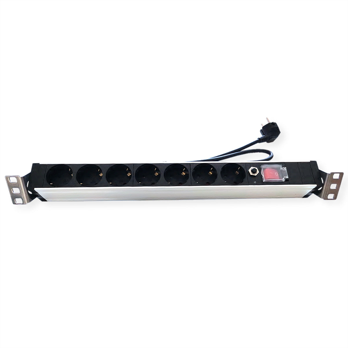 VALUE 19" Steckdosenleiste, 7× Schuko (Typ F), mit Schalter, 1U, 3 m, Stecker CEE 7/7