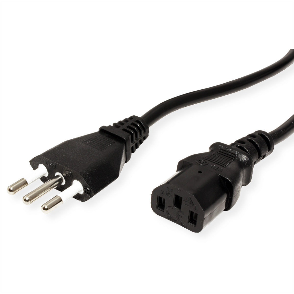VALUE Netzkabel – Typ L (Italien) – IEC C13, 1,8 m, 250 V/10 A, Schwarz