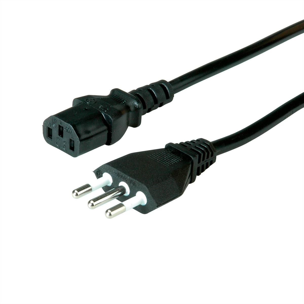 VALUE Netzkabel – Typ L (Italien) – IEC C13, 1,8 m, 250 V/10 A, Schwarz