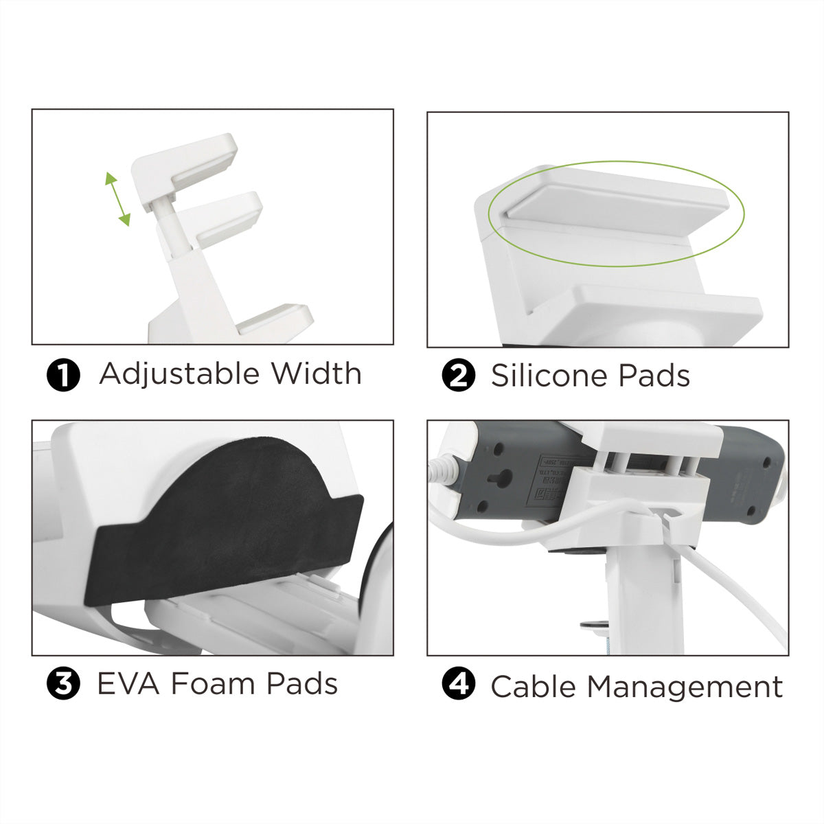 VALUE Kabel-Clip/Halter/Klemme für Stromverlängerung – Klemmbefestigung, einstellbar, ABS/Silikon/Stahl
