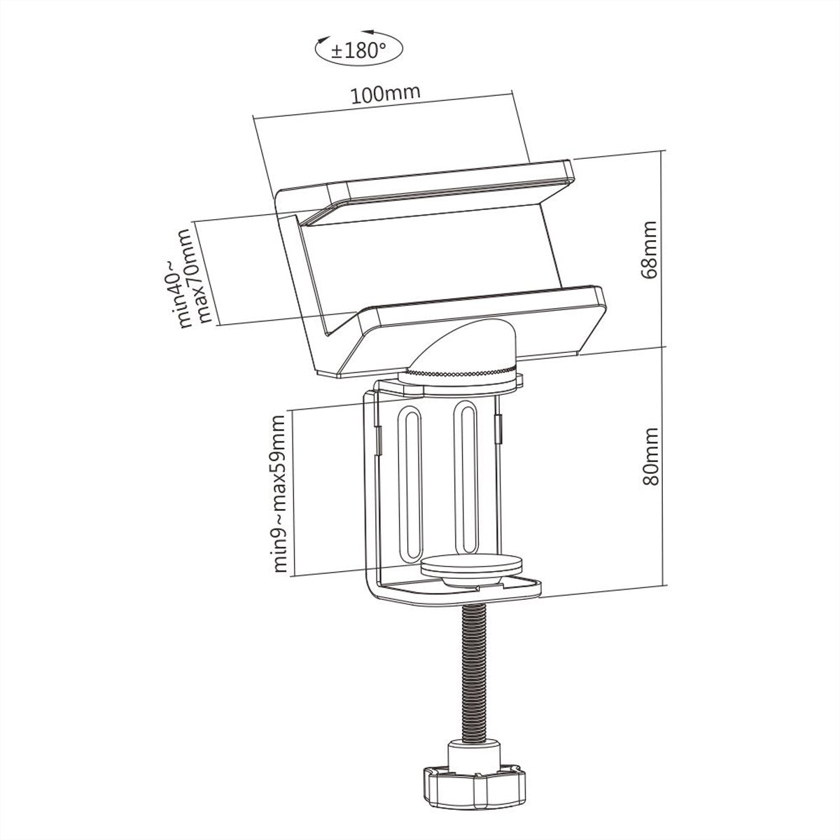 VALUE Kabel-Clip Klemmhalterung für Tisch/Bank – schwenkbar, verbessertes Kabelmanagement, 100 × 61 × 172 mm