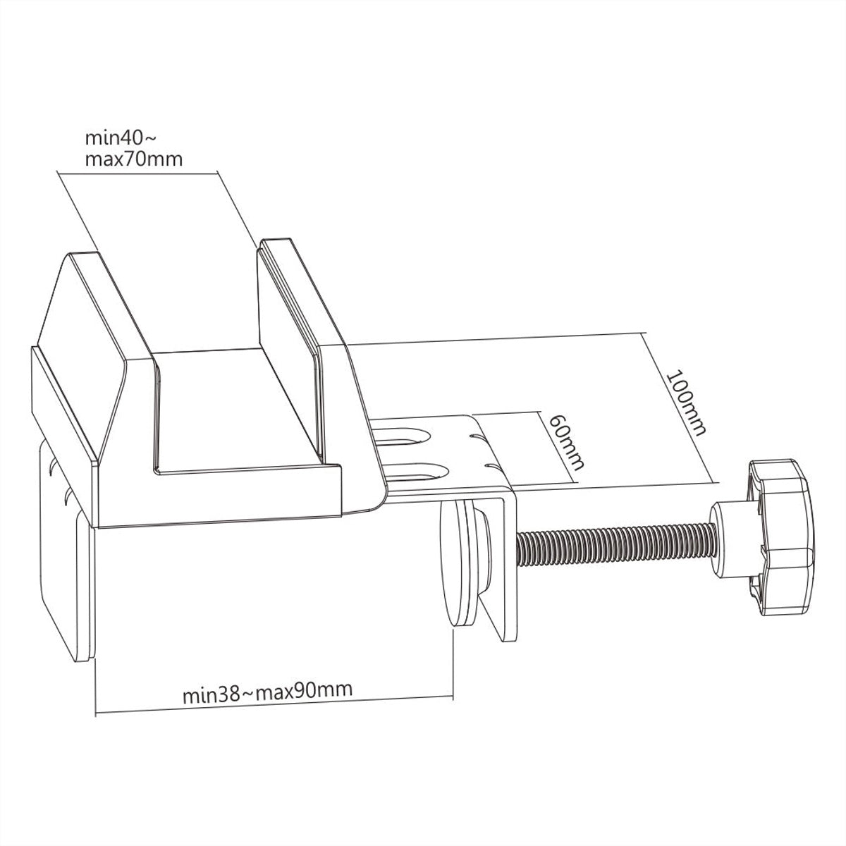 VALUE Kabel-Clip für Tisch/Bank – Klemmhalterung, Weiss, 100 × 129 × 82 mm