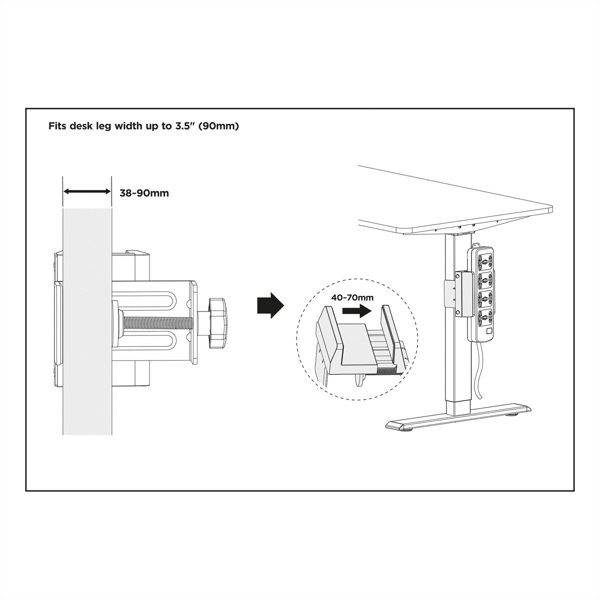 VALUE Kabel-Clip für Tisch/Bank – Klemmhalterung, Weiss, 100 × 129 × 82 mm