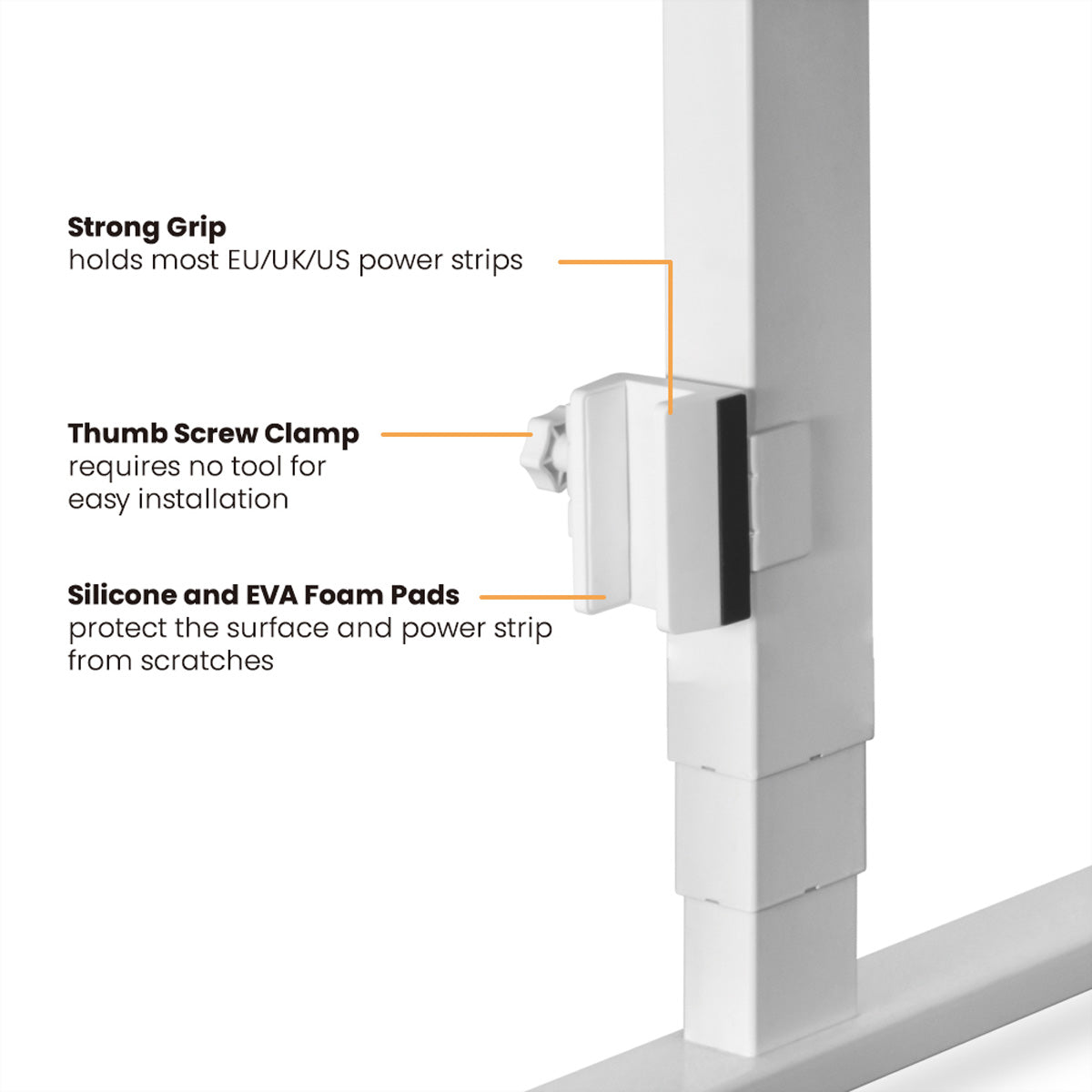 VALUE Kabel-Clip für Tisch/Bank – Klemmhalterung, Weiss, 100 × 129 × 82 mm