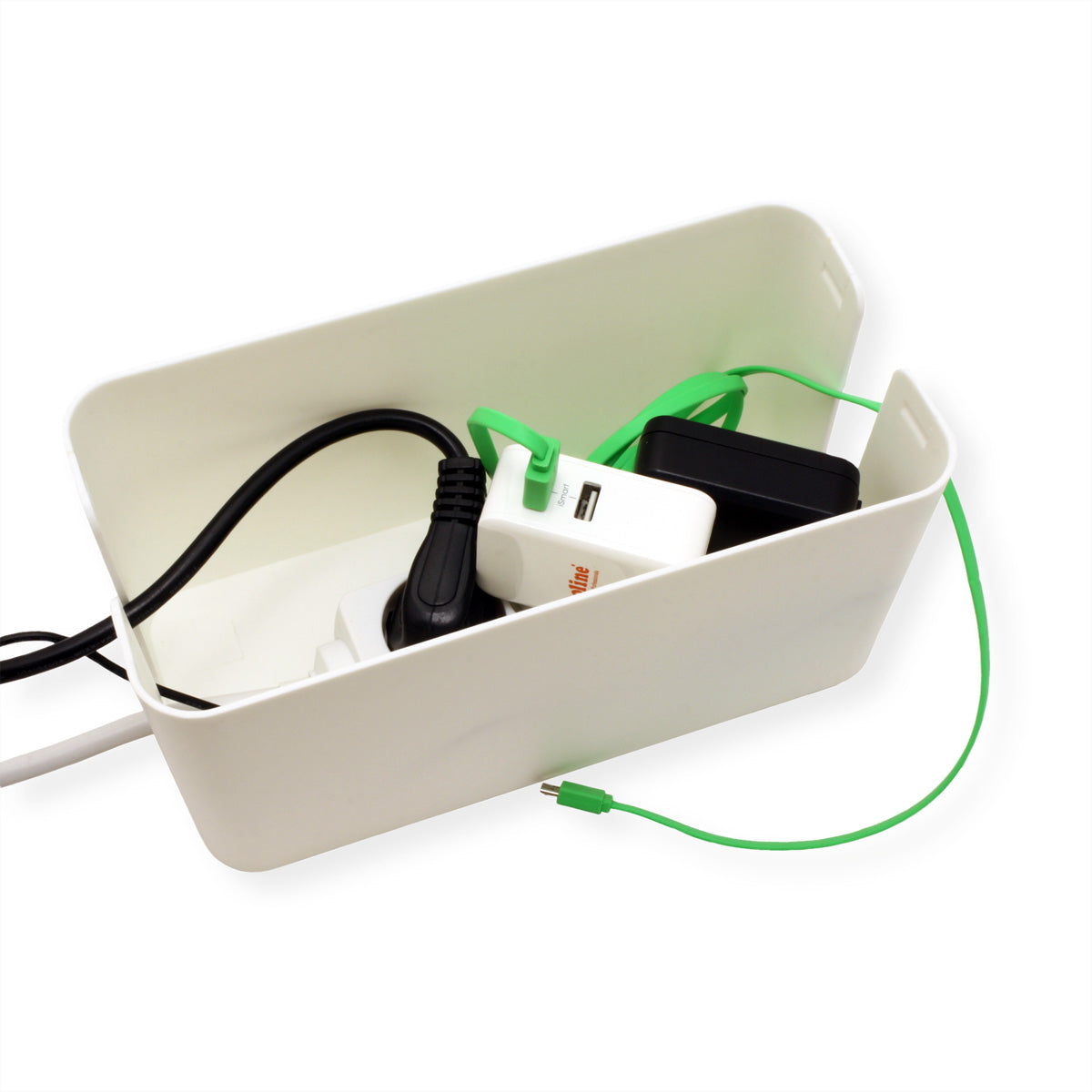 VALUE Kabelbox – weiss, B 235 × H 120 × T 115 mm
