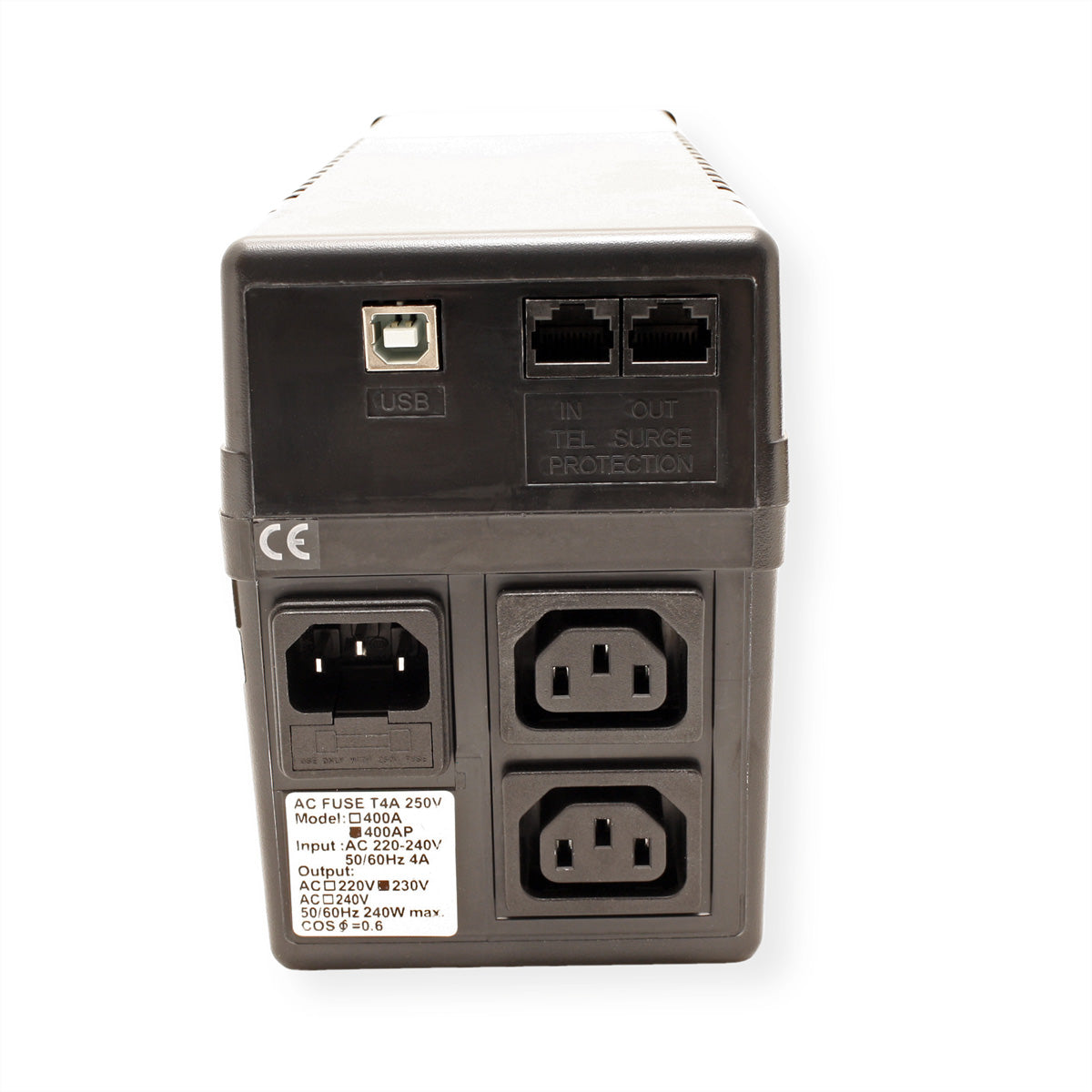 VALUE UPS 400 USV 0,4 kVA/240 W Line-Interaktiv – Tower – C13×2, Eingang IEC C14, USB, schwarz