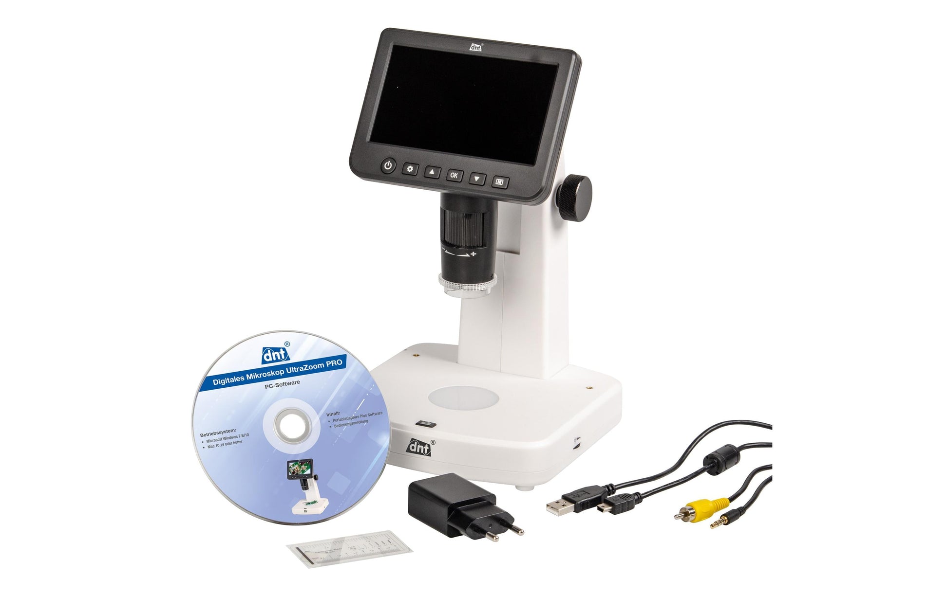 DNT UltraZoom PRO – Digitales Mikroskop – optisch 10–300×, digital bis 1'200×, externes Netzteil