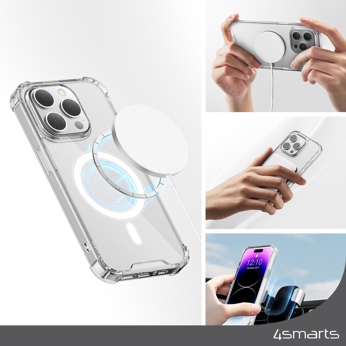 4smarts Ibiza Backcover – für Apple iPhone 15 Plus, MagSafe, PC+TPU, Transparent