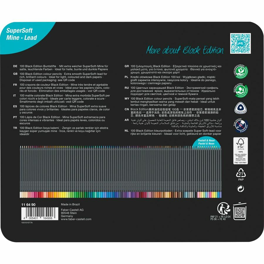 Faber-Castell Buntstifte – 100 Farben, im Metalletui, Ø 3 mm, dreikantig, FSC