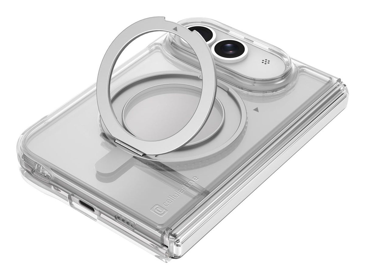 Cellularline Spin Mag Backcover – für Apple iPhone 18 Duo, MagSafe, mit Ständer, Kunststoff, Transparent