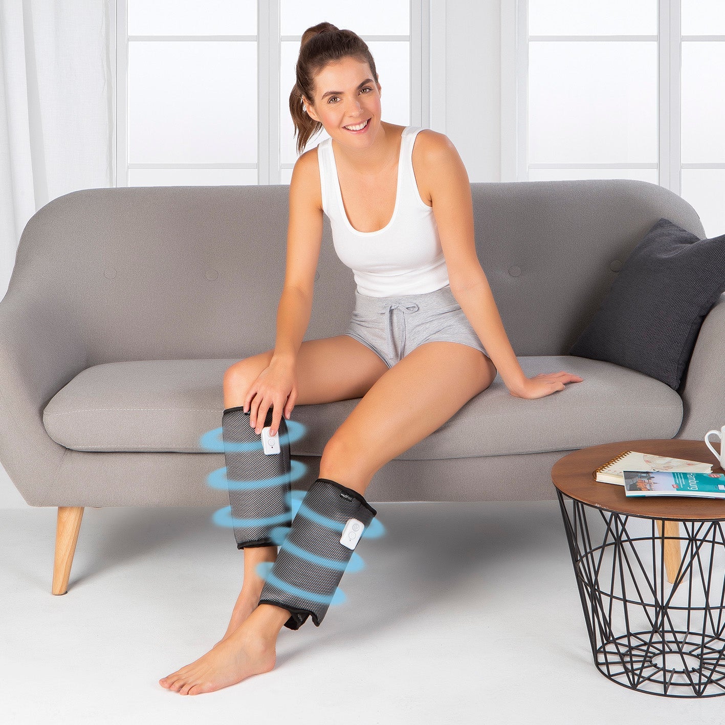 MAXXMEE Venen-Massagegerät – 2-teilig, schwarz, akkubetrieben, Kompressionsmassage, 2 Programme