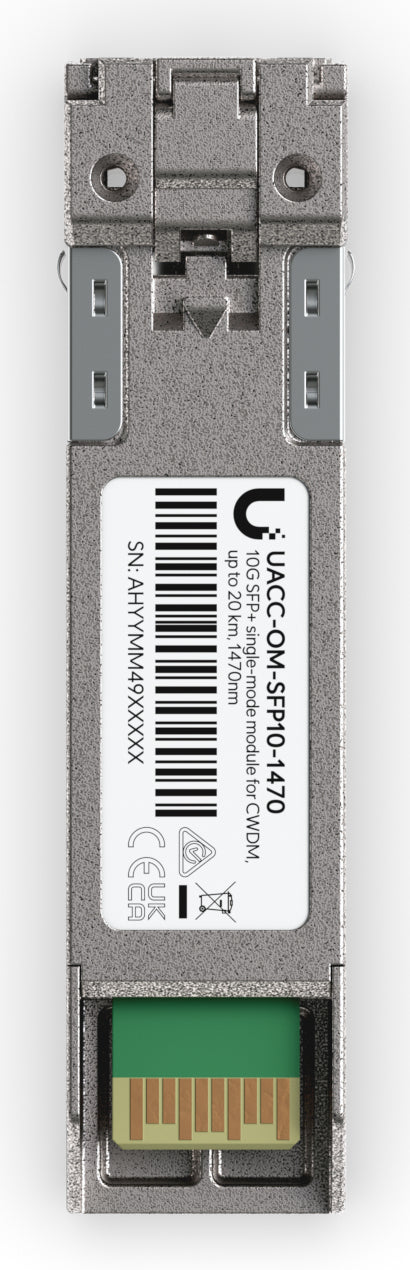 Ubiquiti SFP-Transceiver – 11,3 Gbit/s, CWDM, 1470 nm, Singlemode LC (UPC), 20 km – Grau/Orange