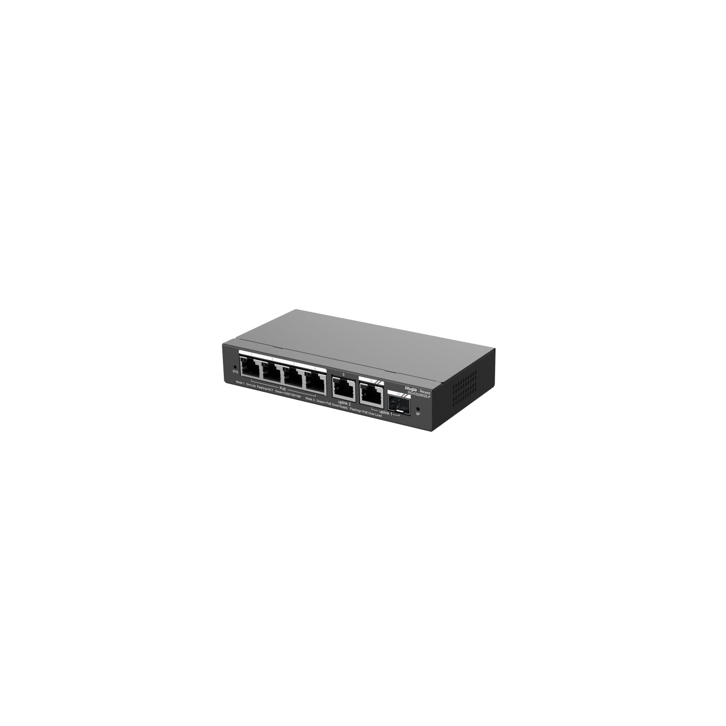 Ruijie Networks RG-ES206GS-P – Managed Switch – 6×GbE, 1×SFP, L2, PoE+ 54 W, 19" Rack